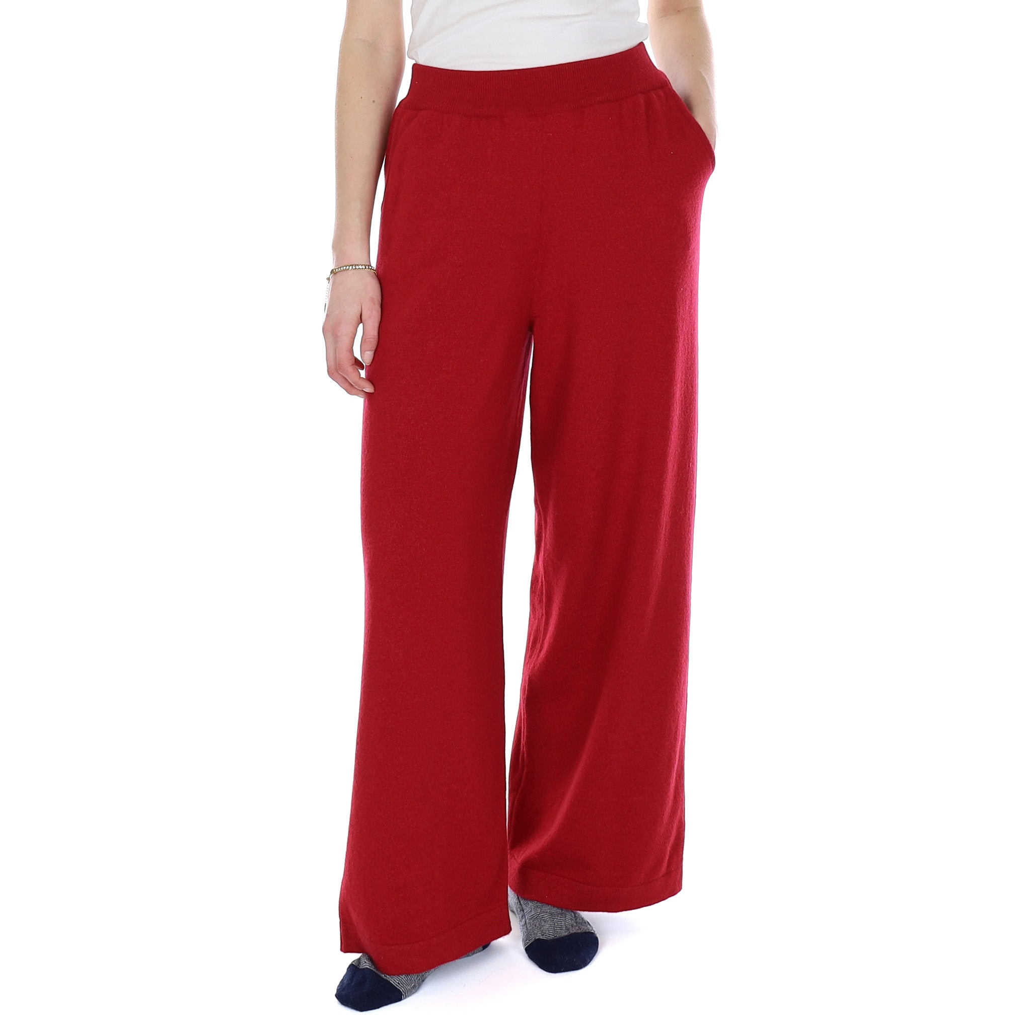 Brand New Scottish Berry Red Cashmere Wide Leg Lounge Pants Small
