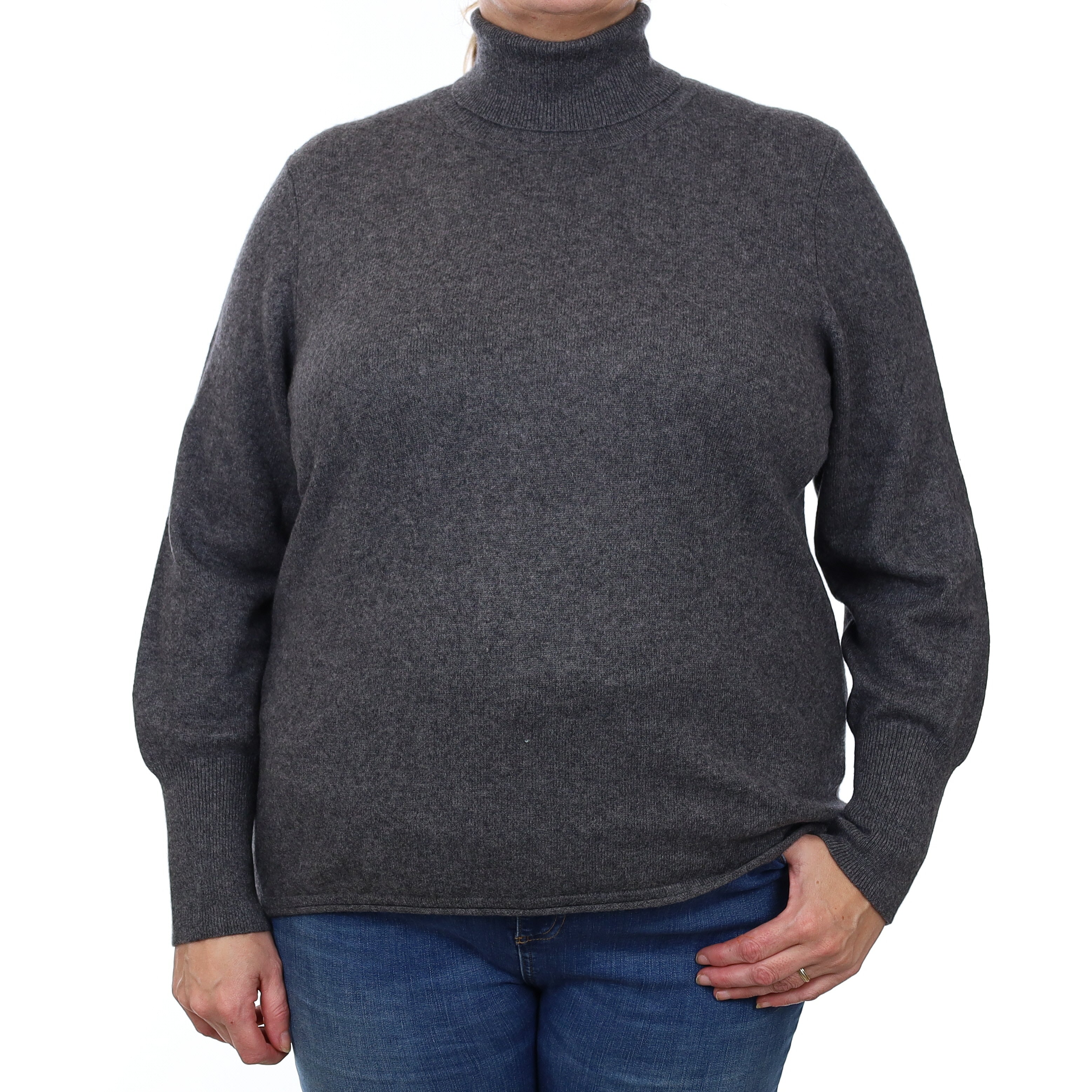 Slate Grey Cashmere Polo Neck Jumper Extra Extra Large