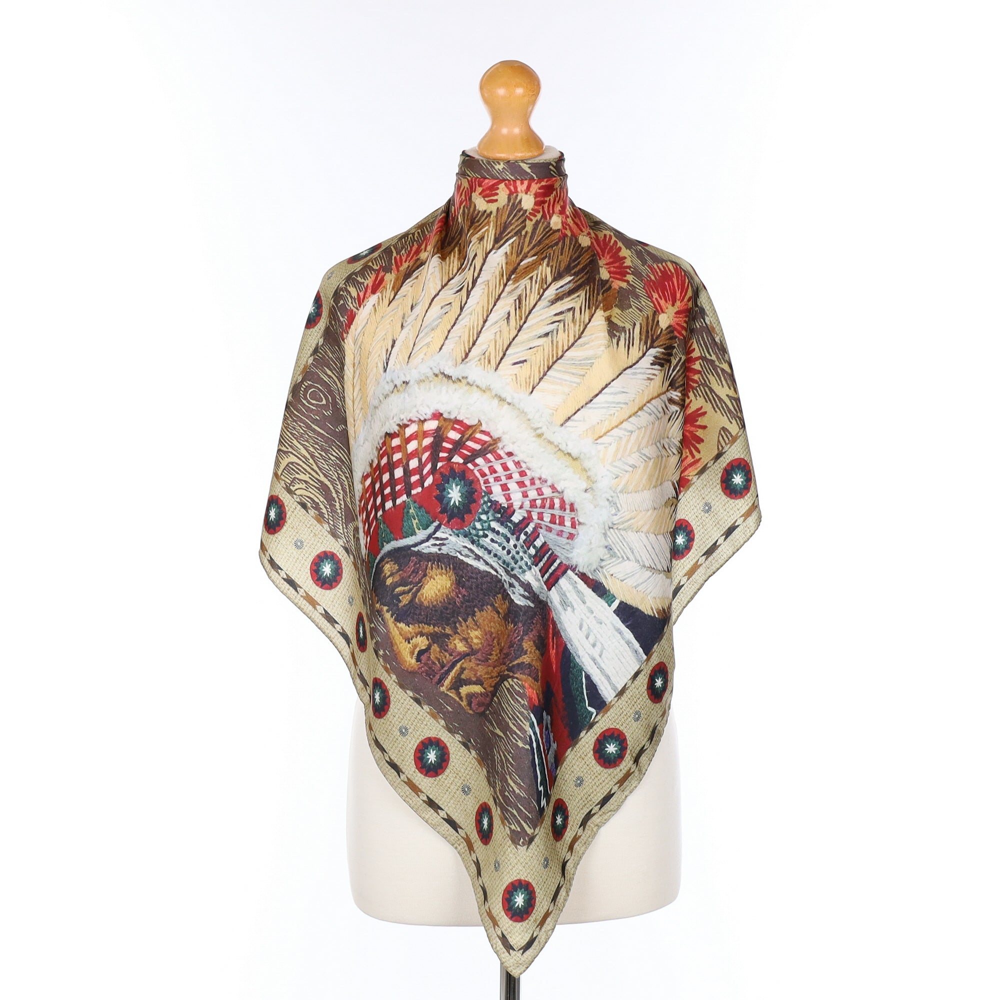 Artistic Native American Chief Silk Scarf