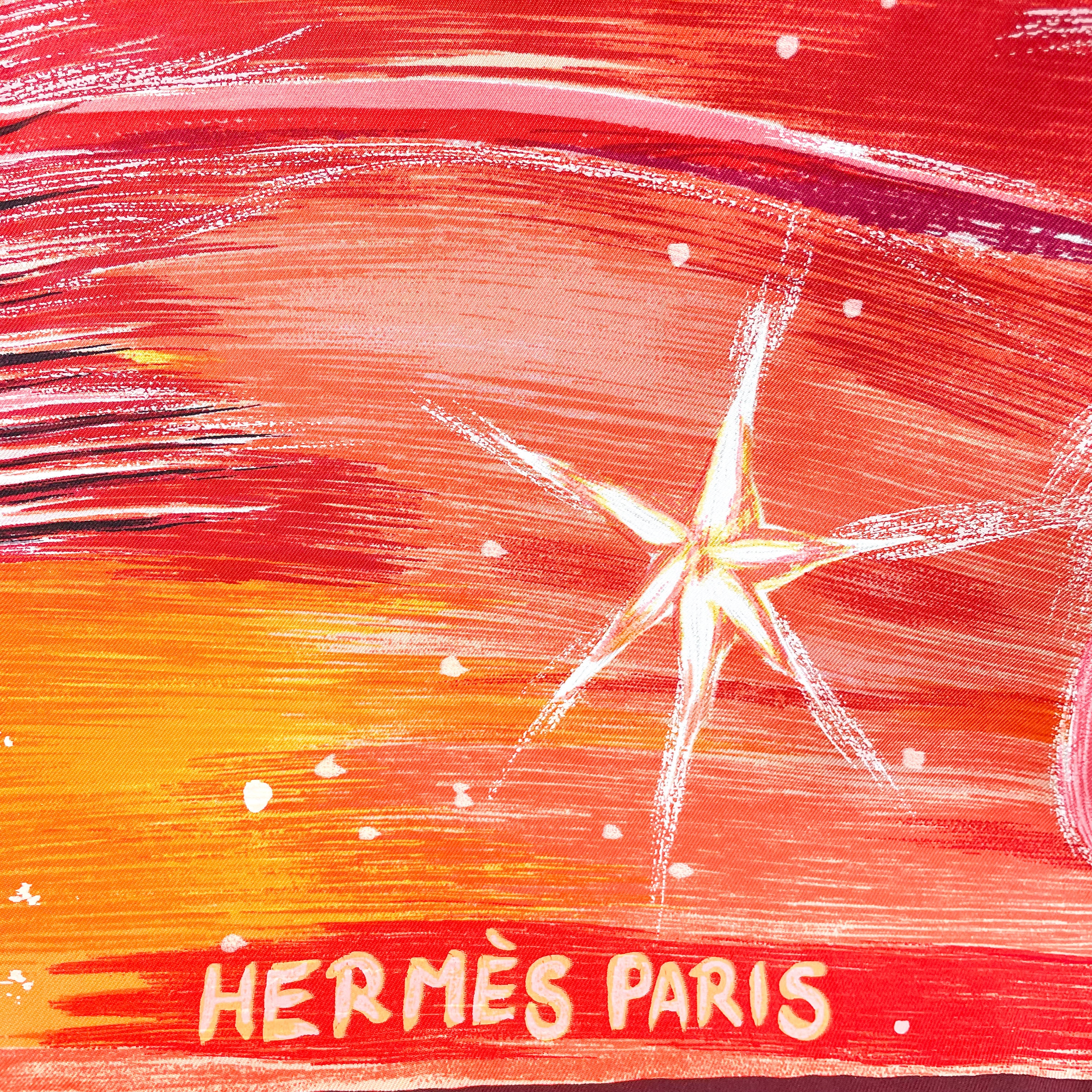Boxed Hermes Feux du Ciel Vintage Silk Scarf