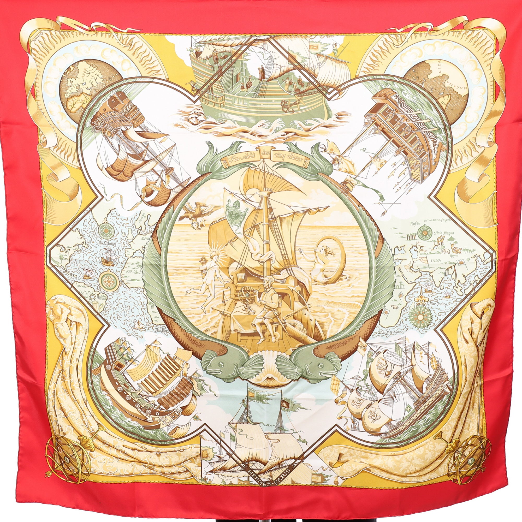 Brand New Boxed Hermès Au-delà Des Cinq Mers Silk Scarf