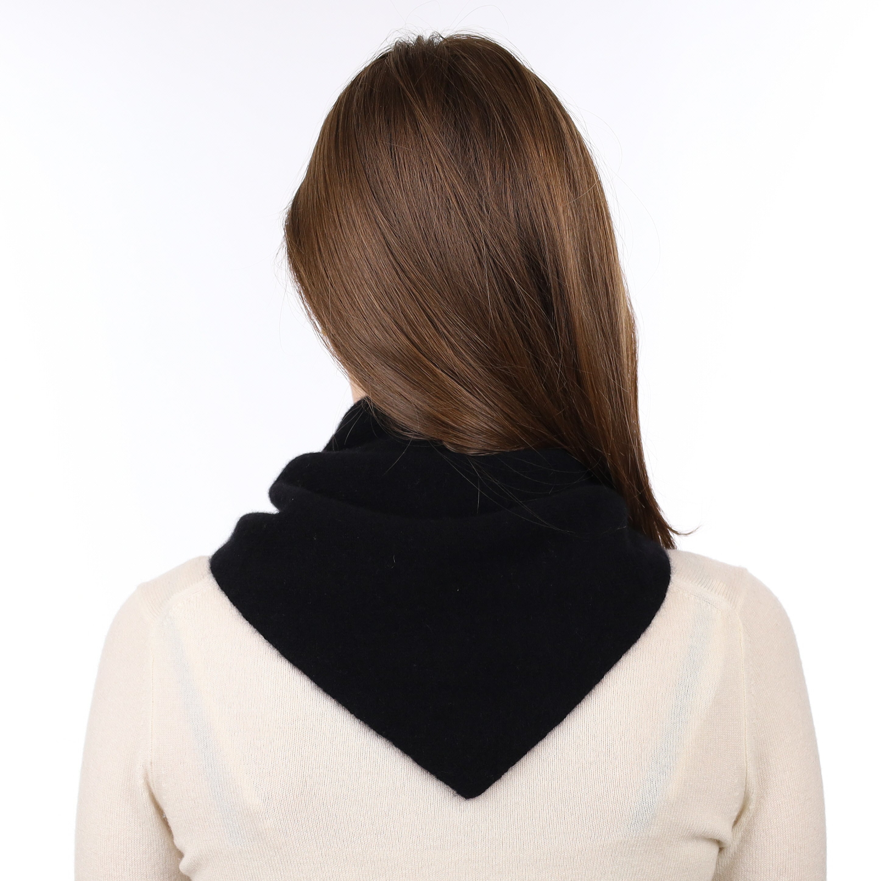 Brand New Black Recycled Cashmere Triangle Scarf