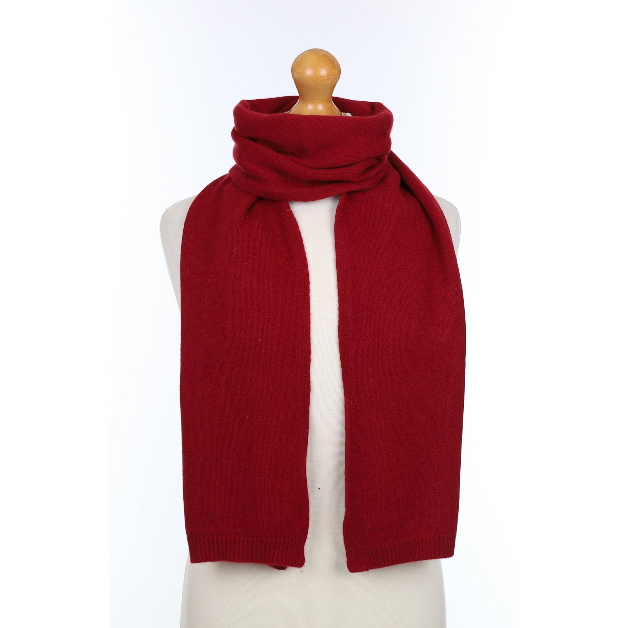 Crimson Red Knitted Cashmere Scarf