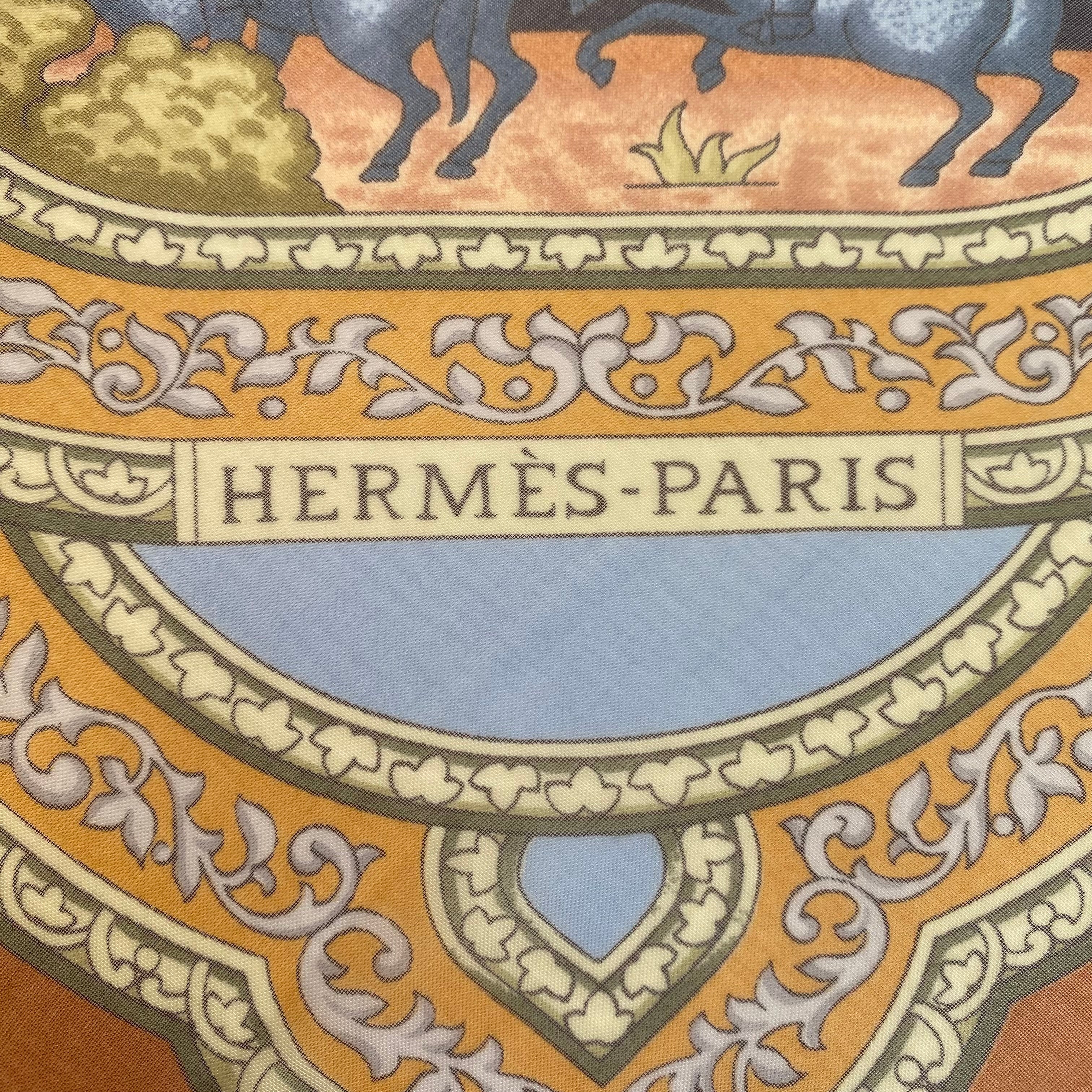 Pristine Hermès Qalamdan Mousseline Silk Scarf
