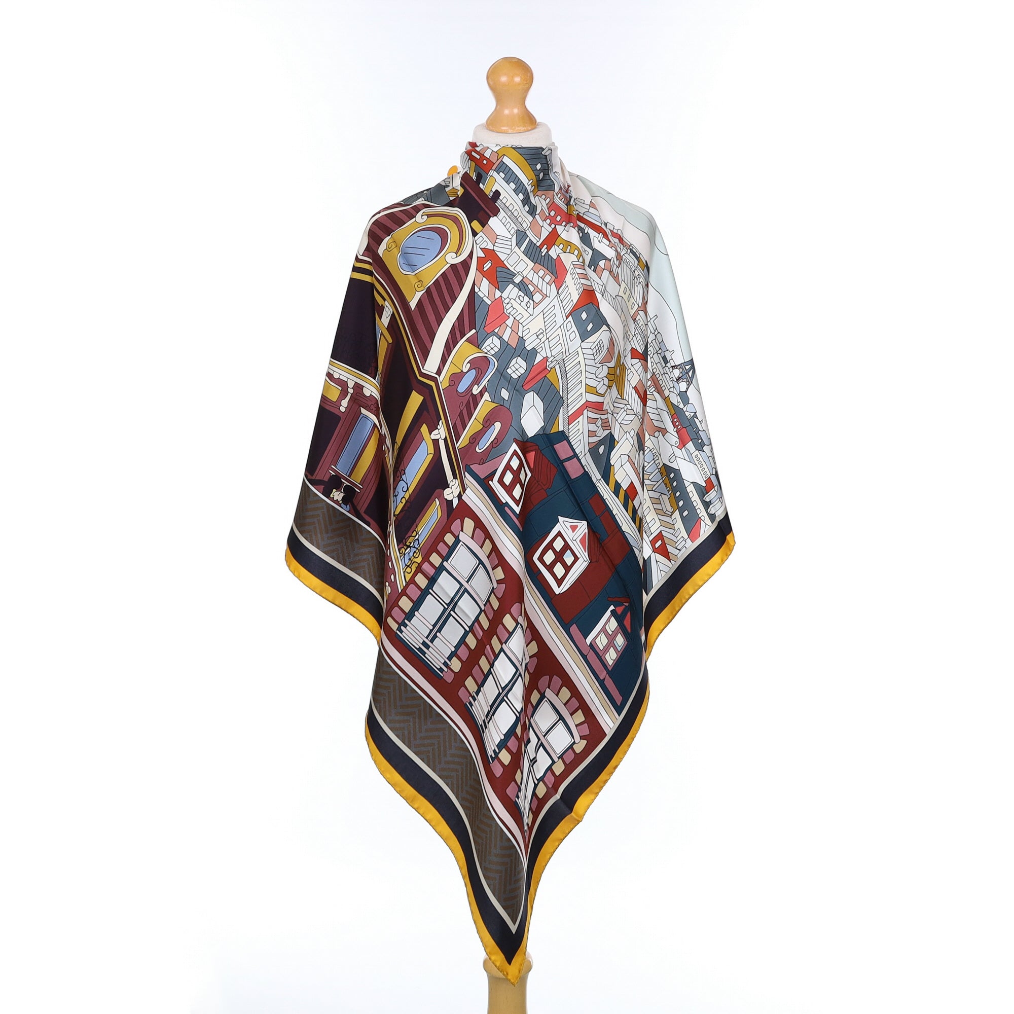 Brand New Italian Paris Street Design Silk Scarf