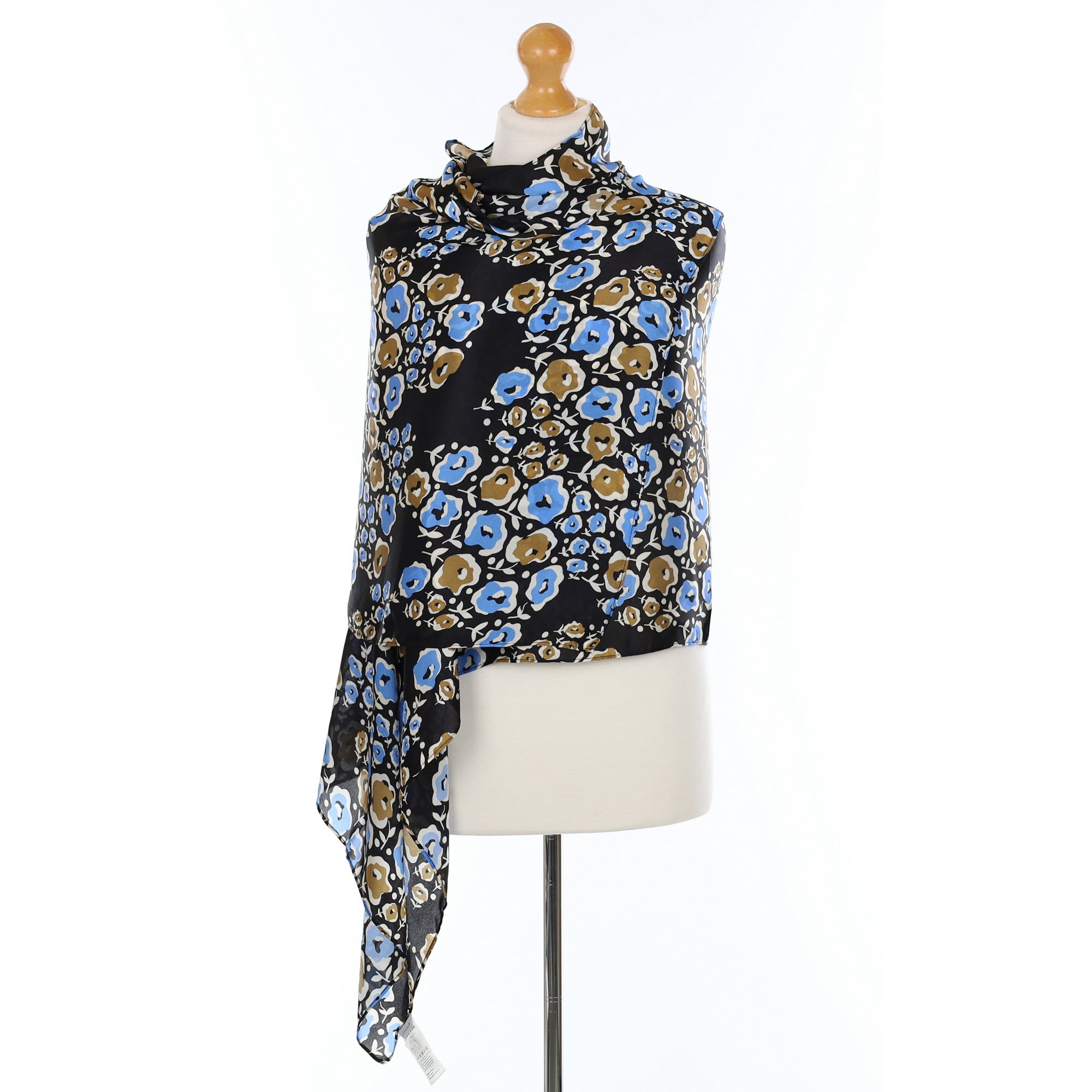 Brand New Jigsaw Black Patterned Wrap Silk Scarf