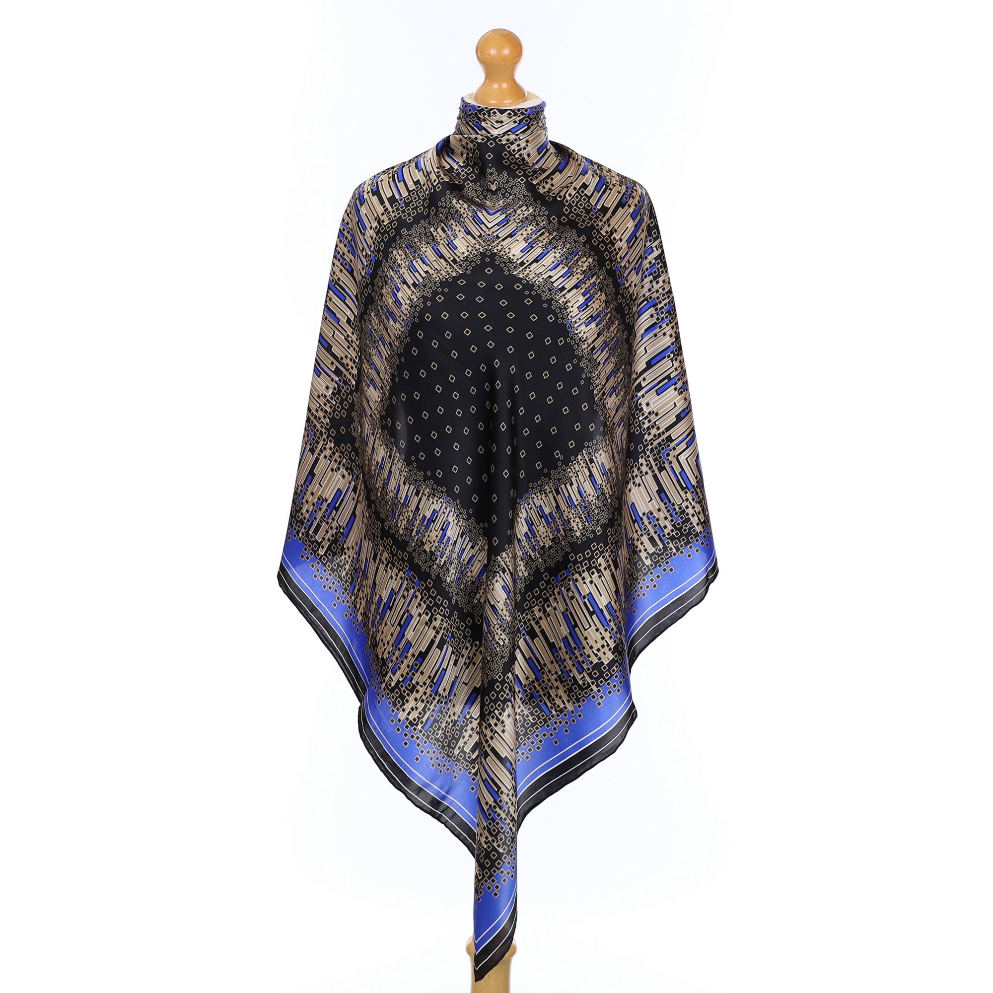 Brand New Passigatti Blue Nlack and Gold Silk Scarf