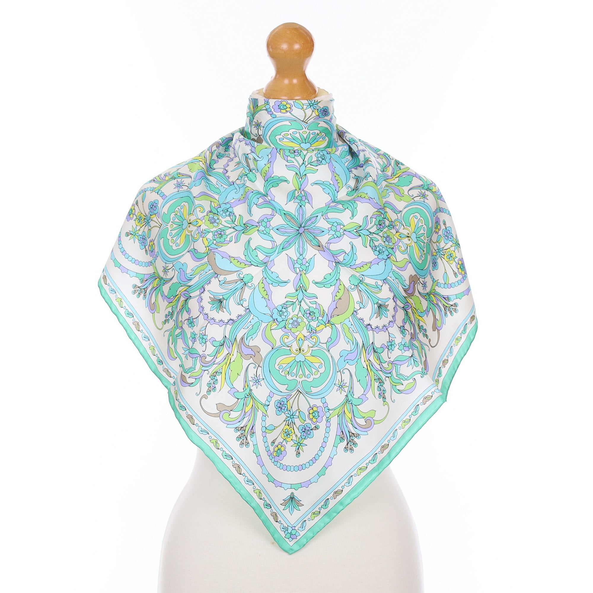 Brand New Aqua Rococo Silk Scarf