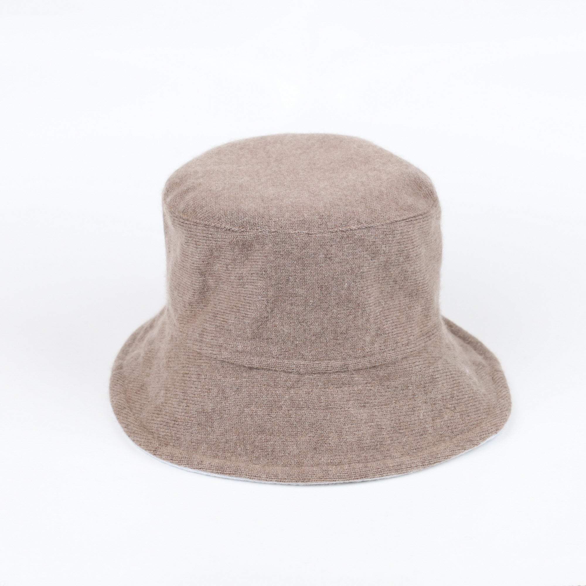 Ice Blue and Mocha Reversible Cashmere Bucket Hat Small