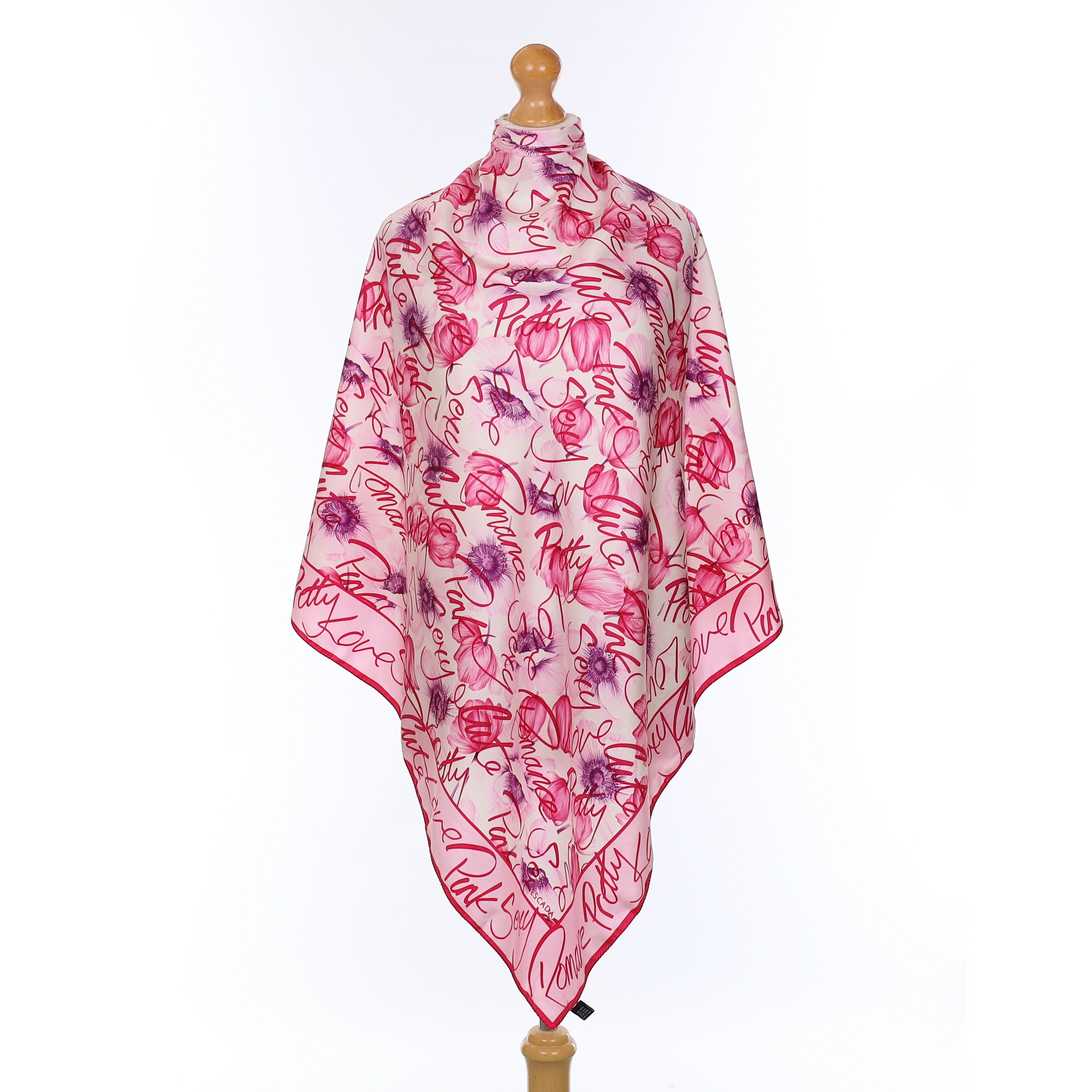 Escada Pink Floral Silk Scarf