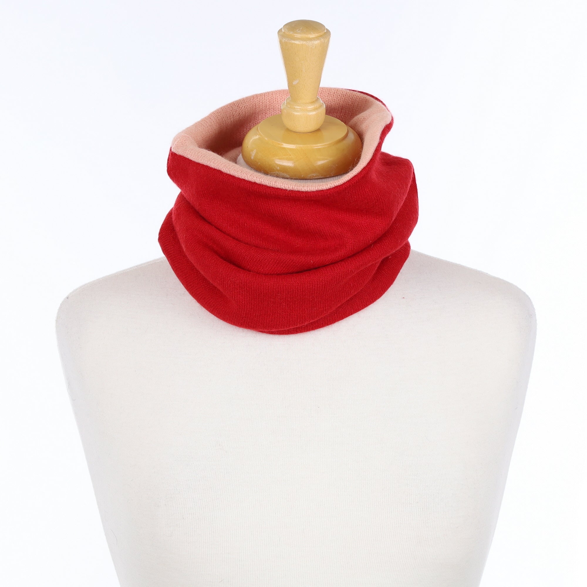Red and Salmon Pink Luxury Double Layered Snood
