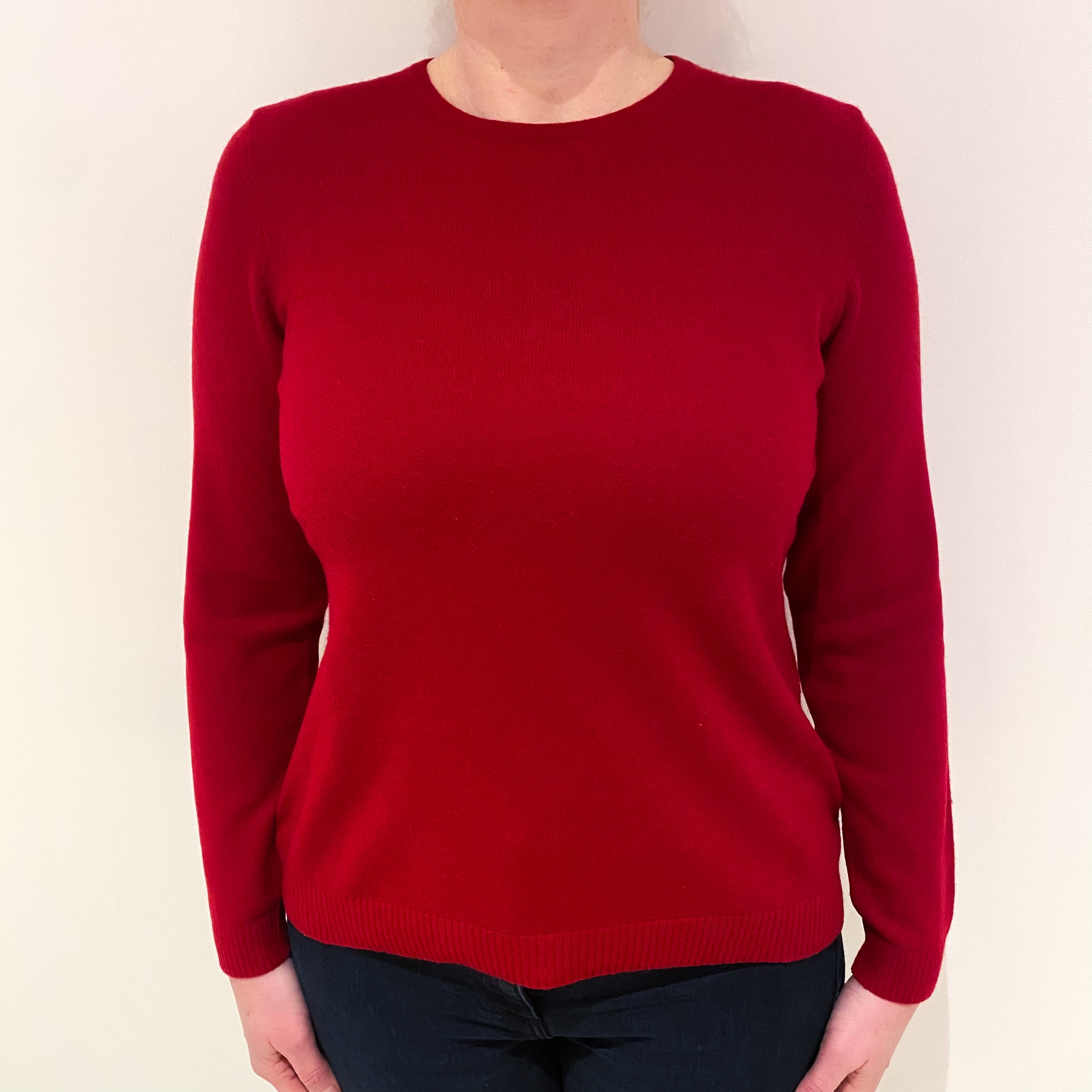 Post Box Red Cashmere Crew Neck Jumper Large