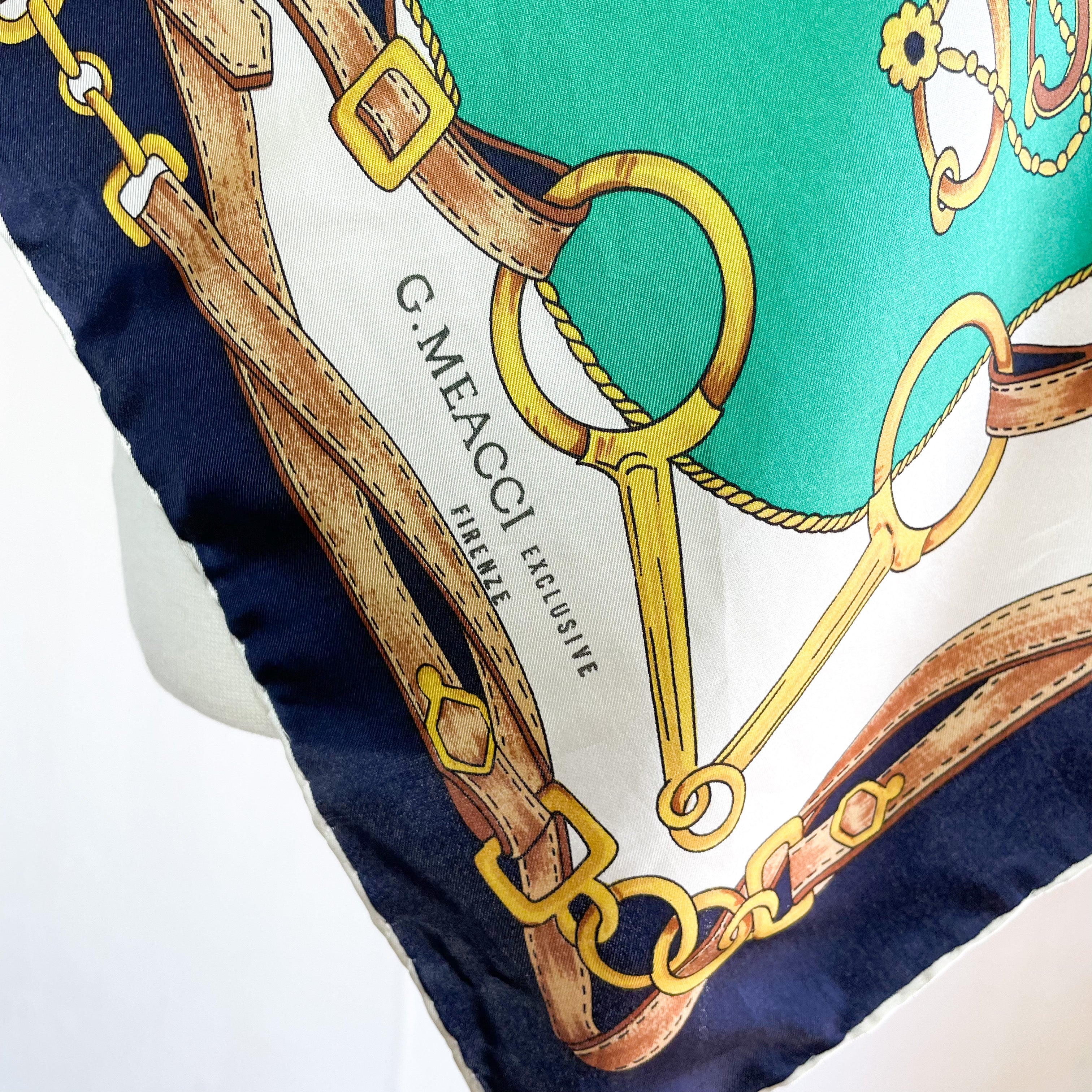 Italian Equestrian Design Vintage Silk Scarf