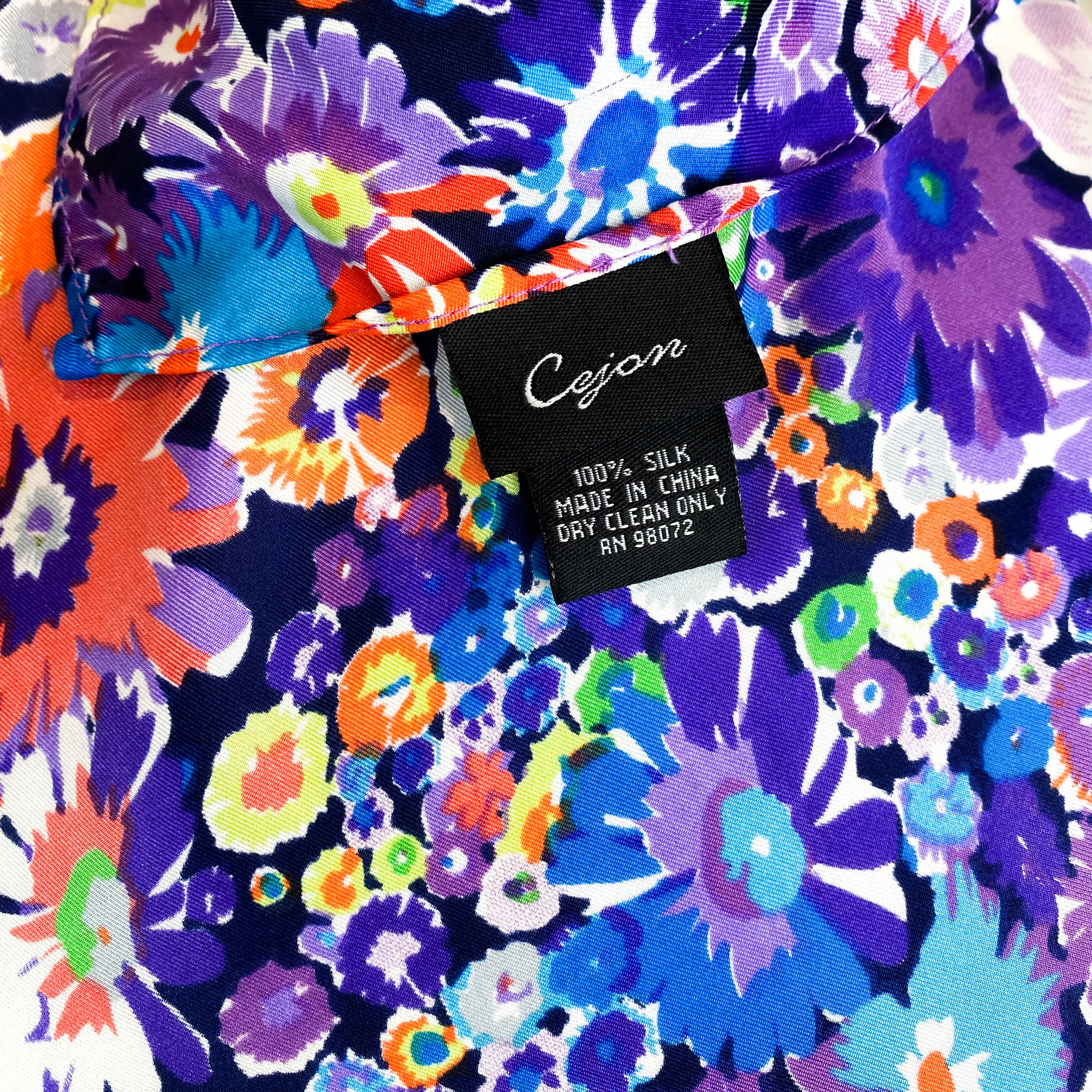 Large Vivid Floral Silk Scarf
