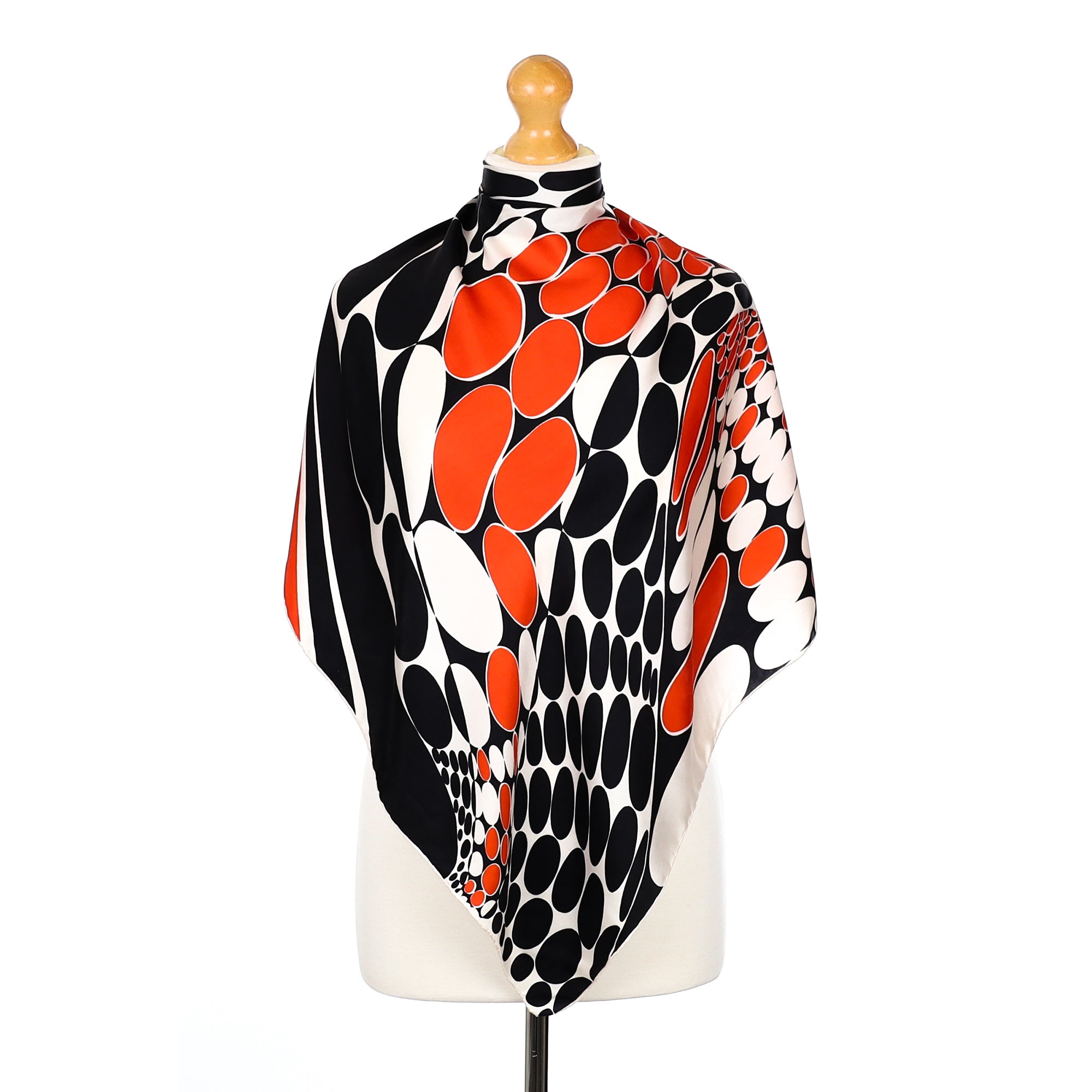 Black and Red Abstract Vintage Silk Scarf