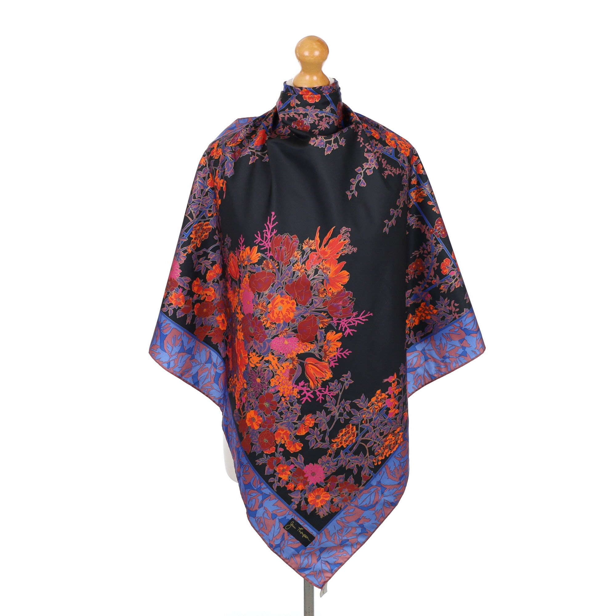 Immaculate Jim Thompson Dark Floral Silk Scarf