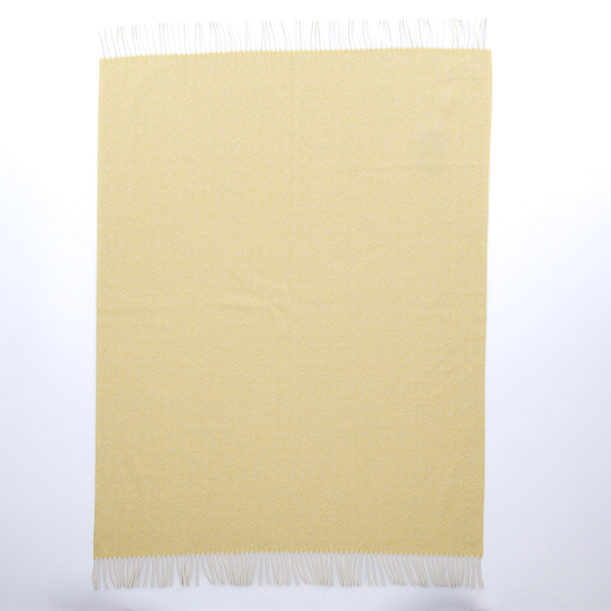 Brand New English Custard Yellow Patterned Luxury Woven Cashmere Cot Blanket