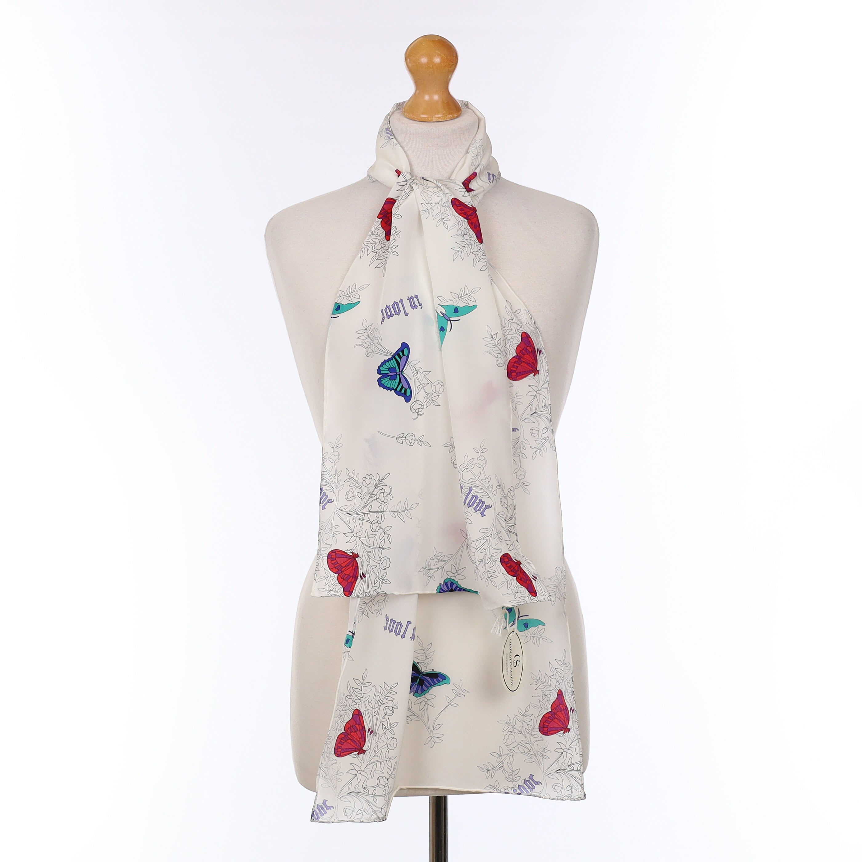 Brand New Charlotte Sparre Butterfly Design Silk Scarf