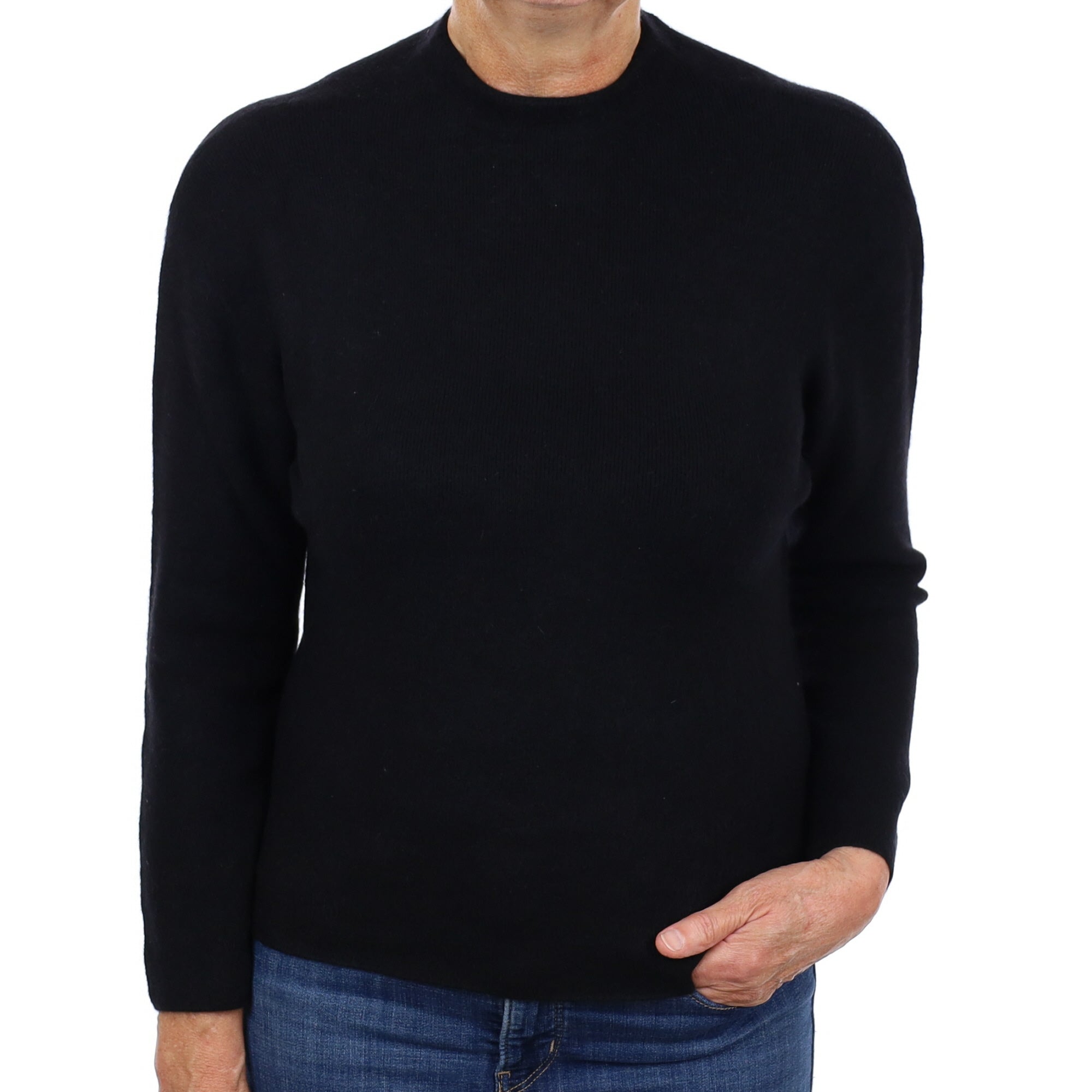 Black Cashmere Buttoned Turtle Neck Jumper Medium