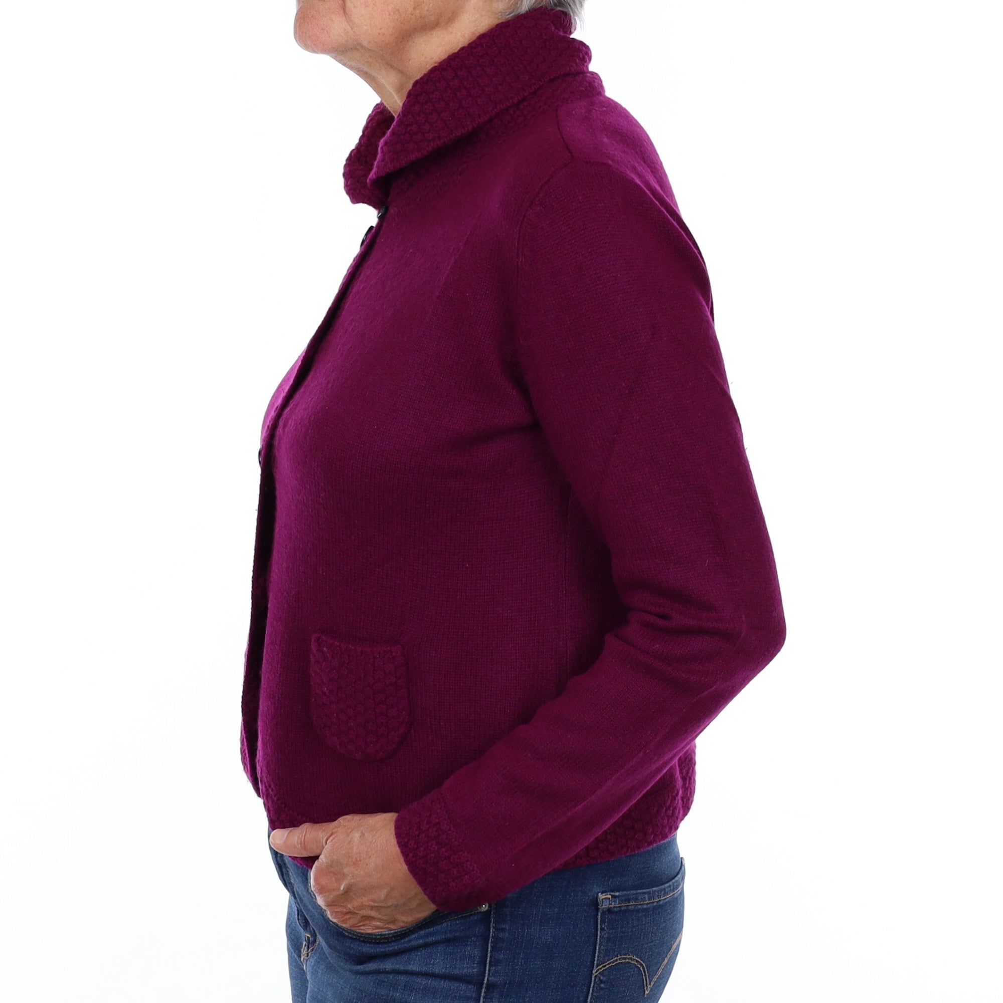 Fig Purple Cashmere Shawl Collar Jacket Medium
