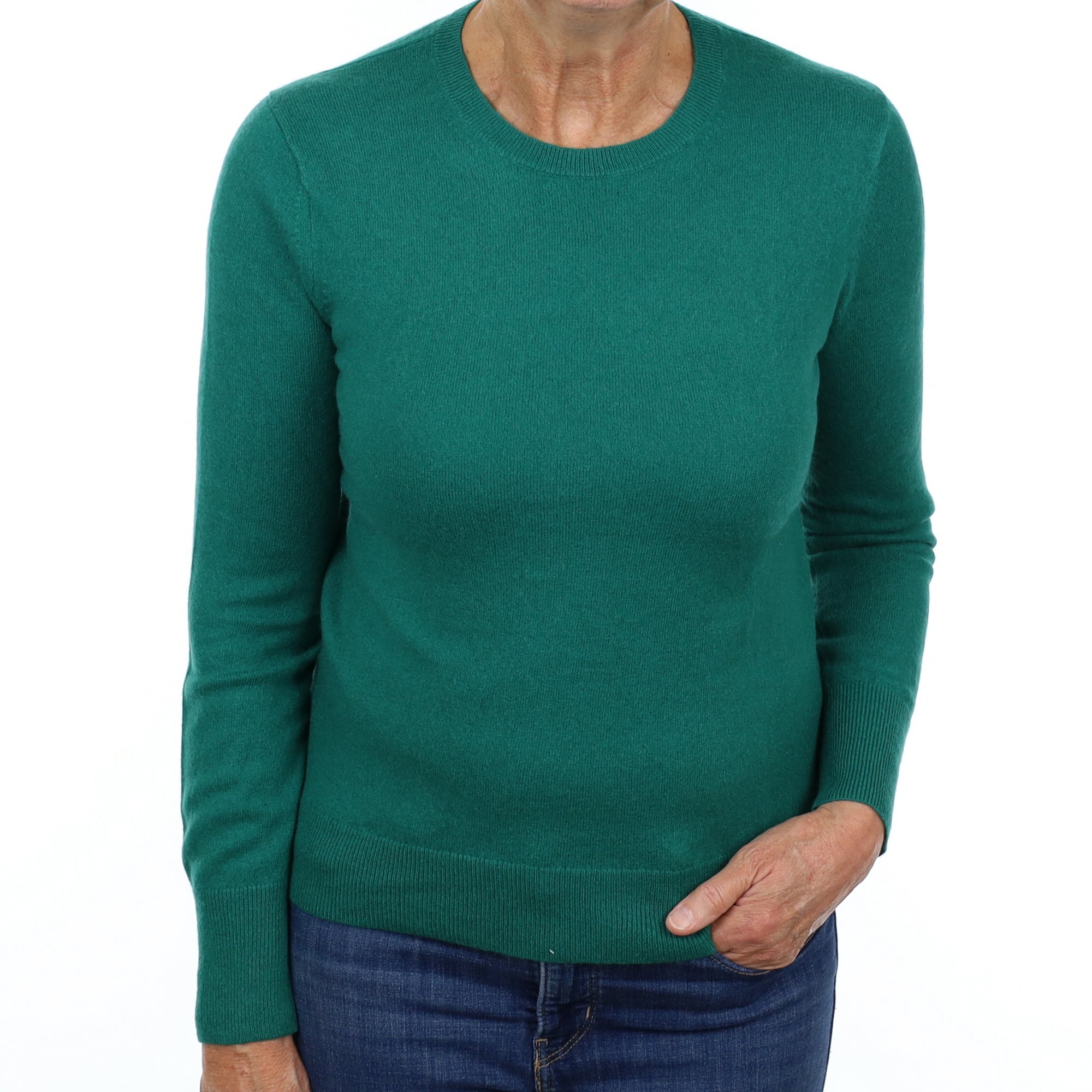 Emerald Green Cashmere Crew Neck Jumper Medium