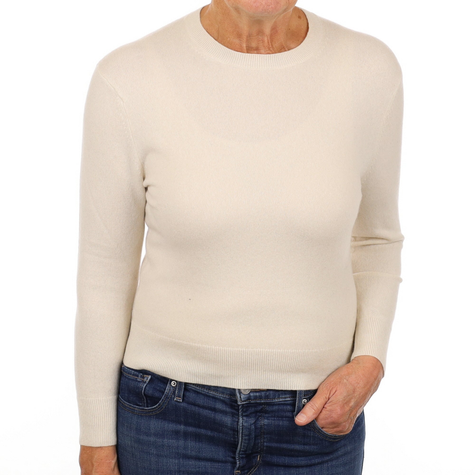 Cream Cashmere Crew Neck Jumper Medium
