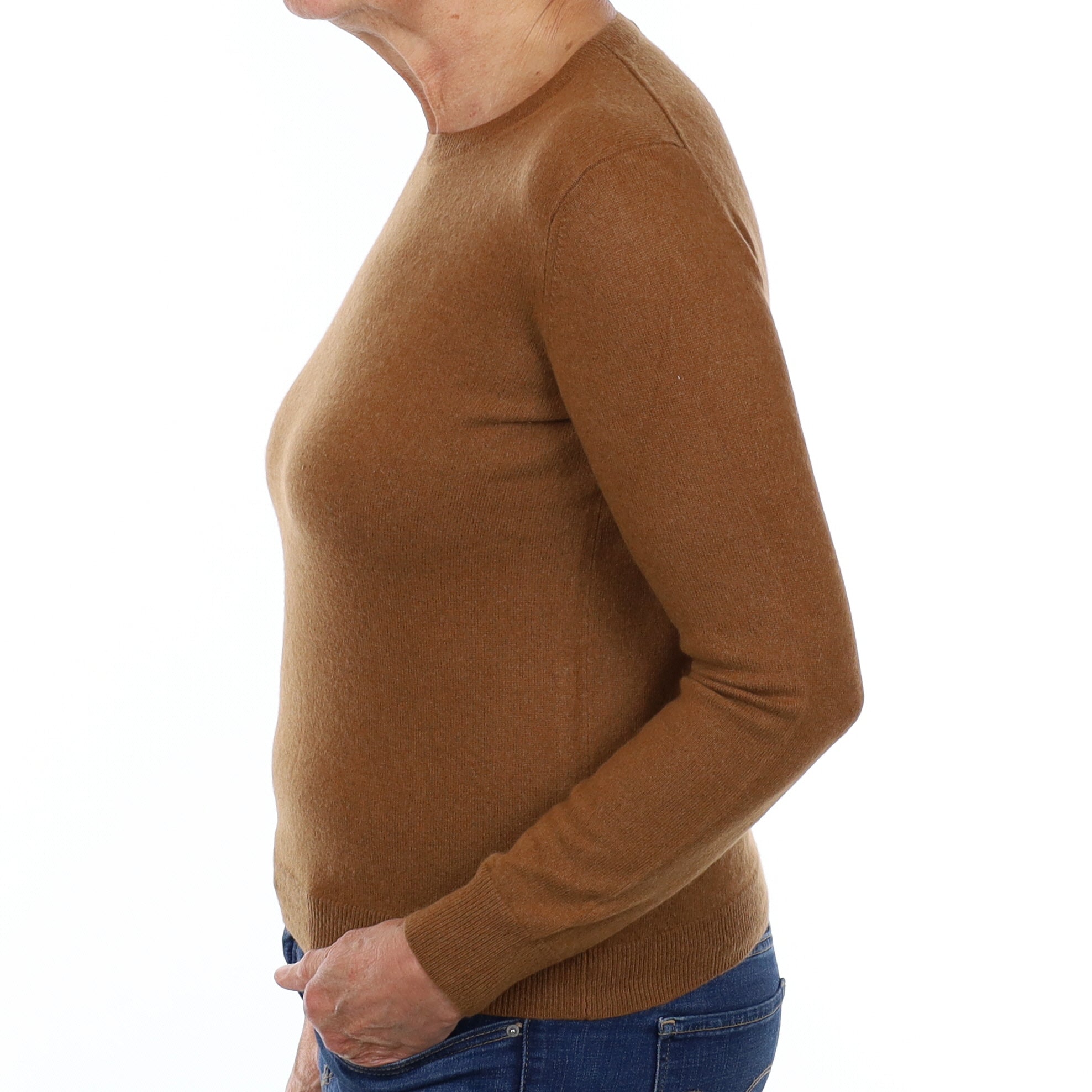 Cinnamon Brown Cashmere Crew Neck Jumper Medium