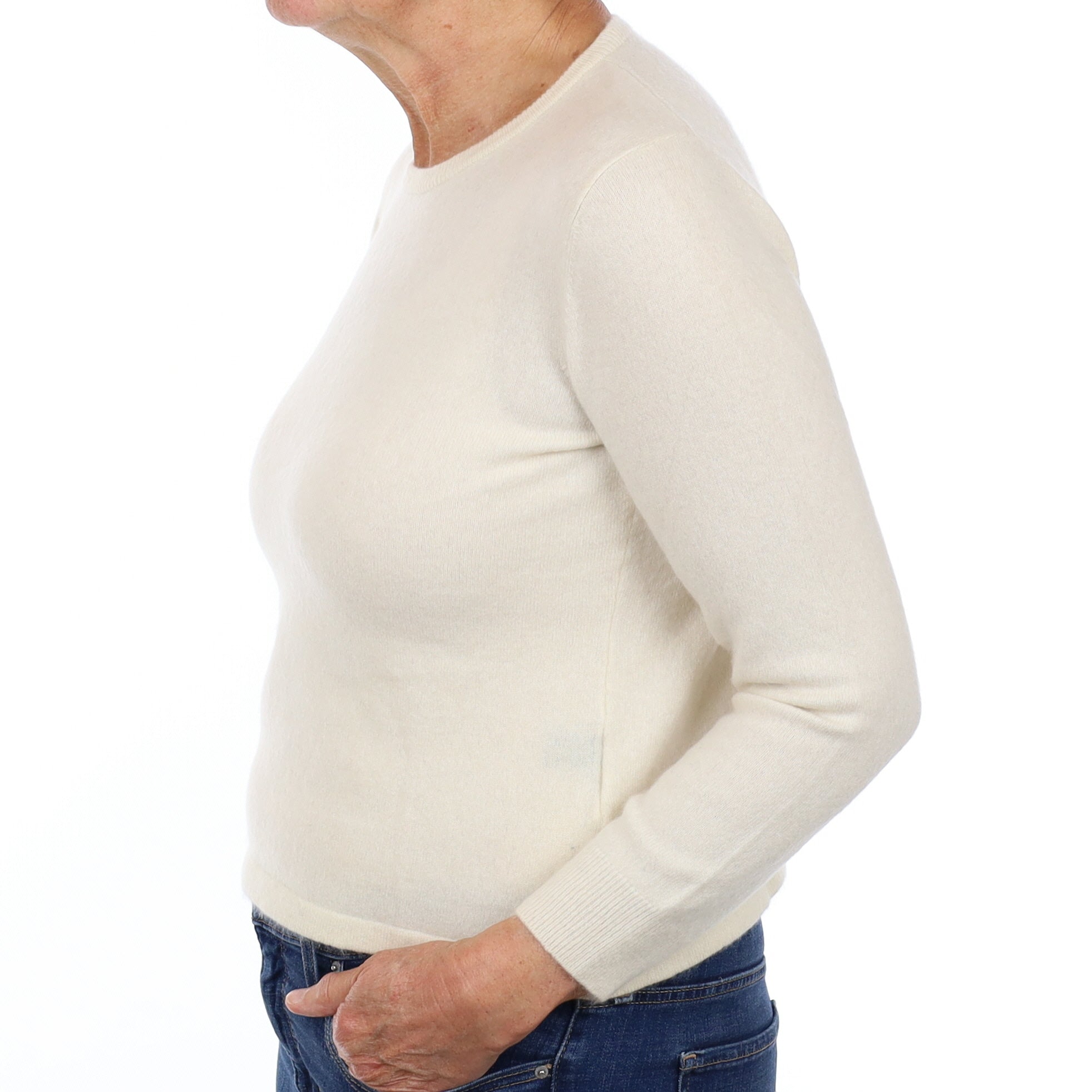 Vanilla Cream Cashmere Crew Neck Jumper Medium