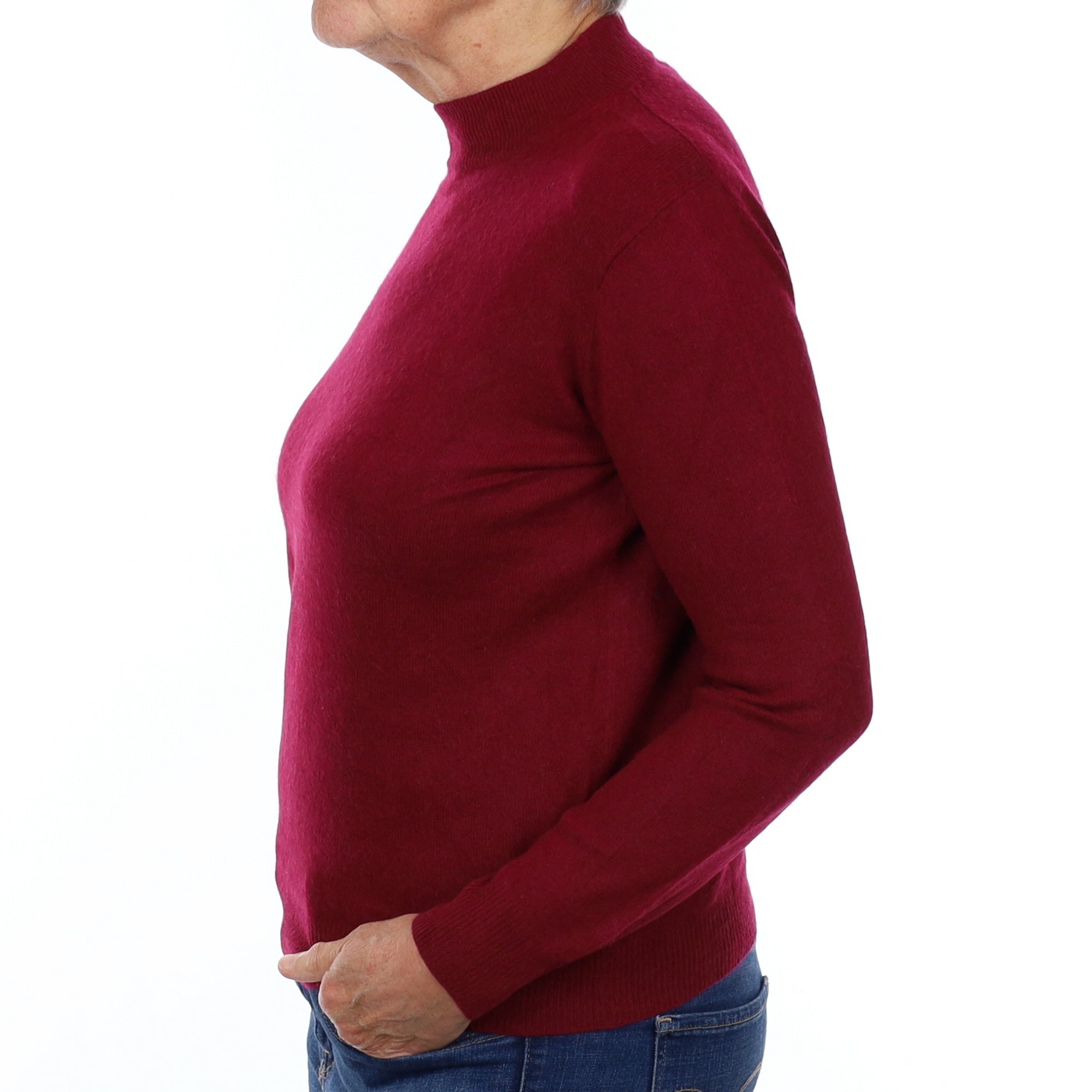 Burgundy Red Cashmere Turtle Neck Jumper Medium