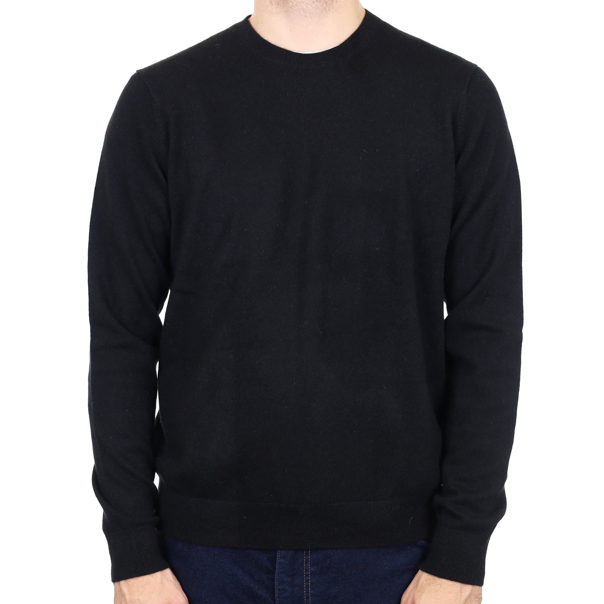 Men's Black Cashmere Crew Neck Jumper Large