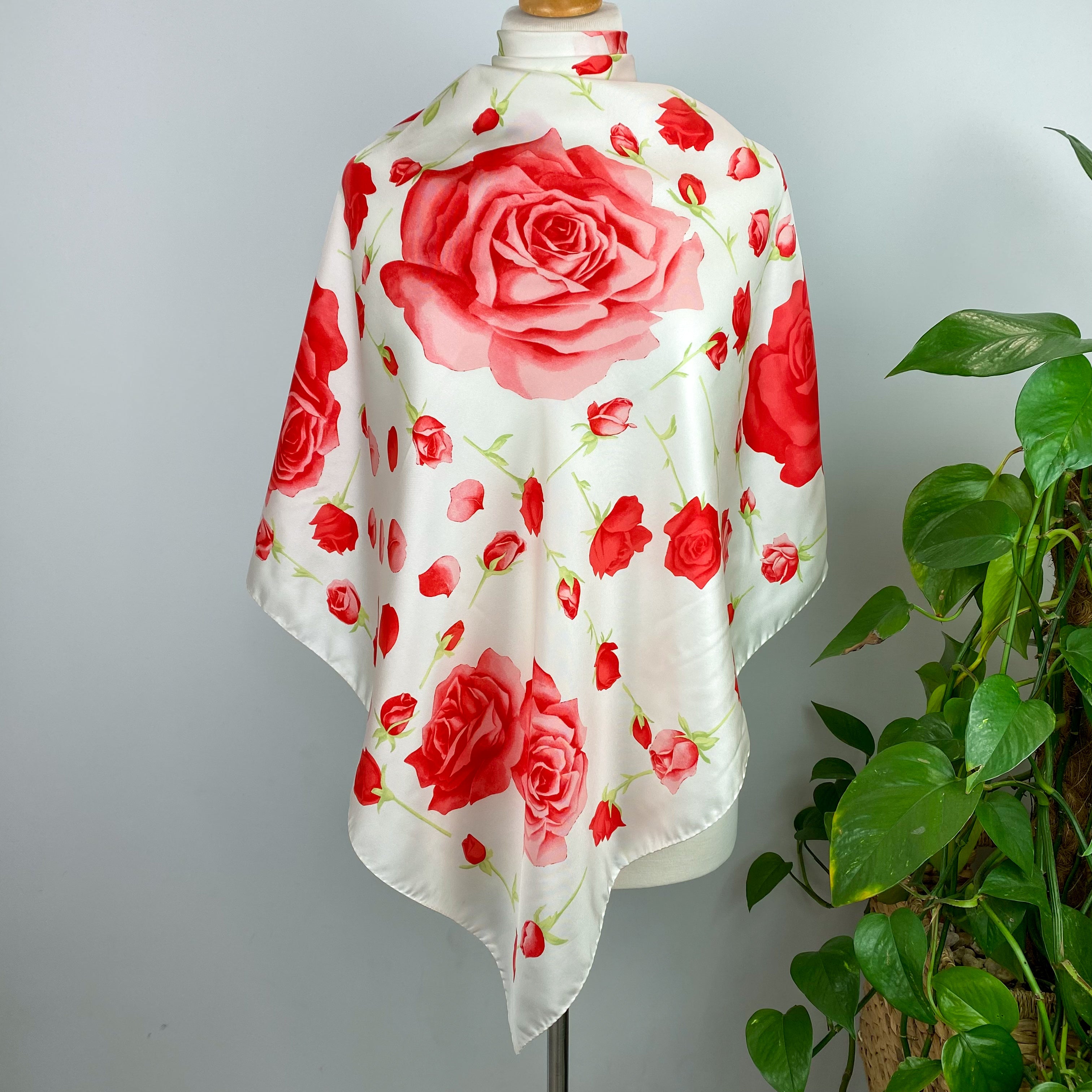 Immaculate Carpe Diem Red Rose Silk Scarf