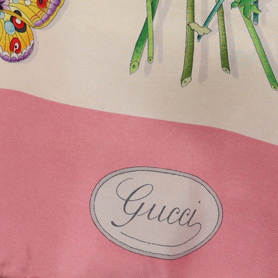 Gucci Floral Pink Silk Scarf