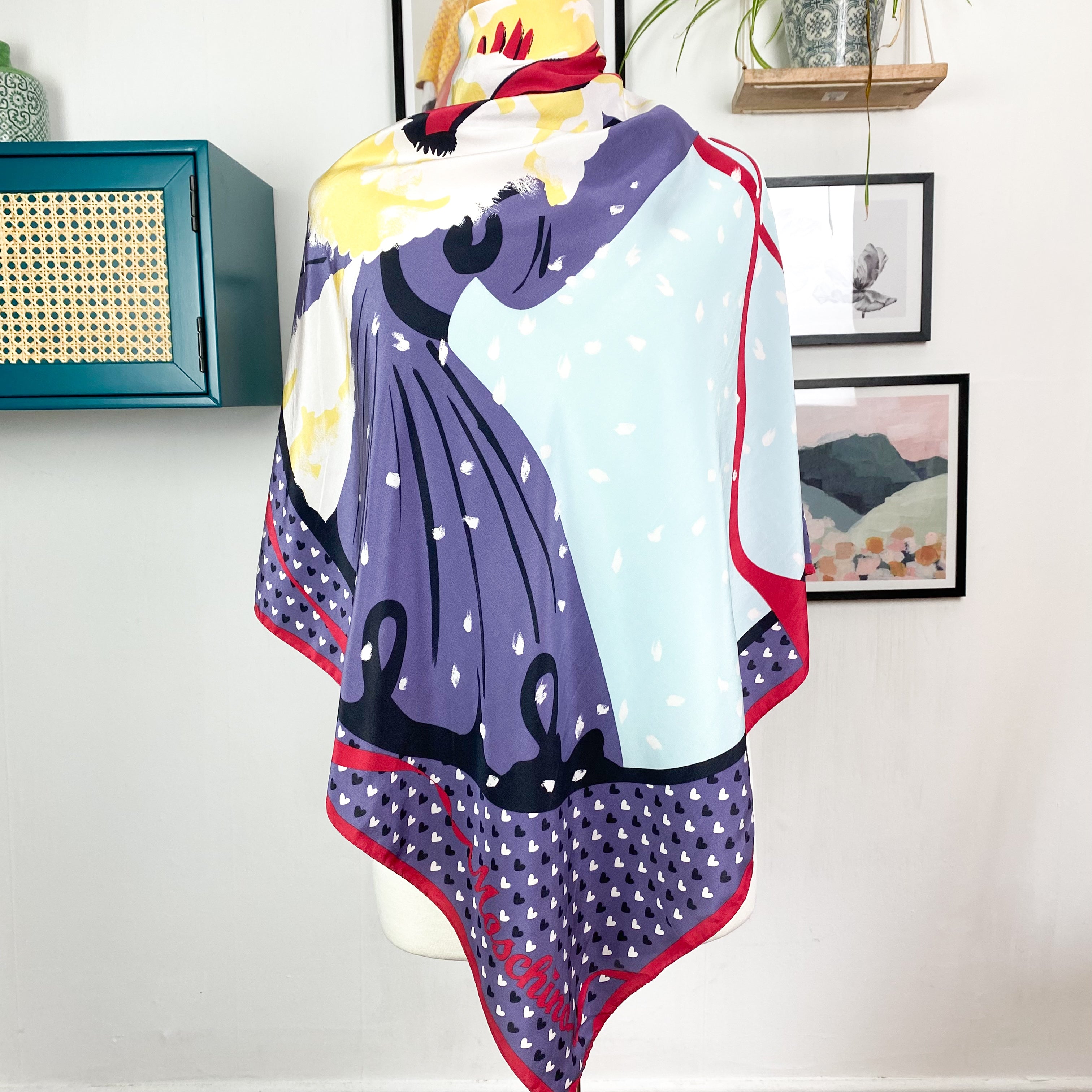Large Moschino Designer Crêpe Silk Scarf