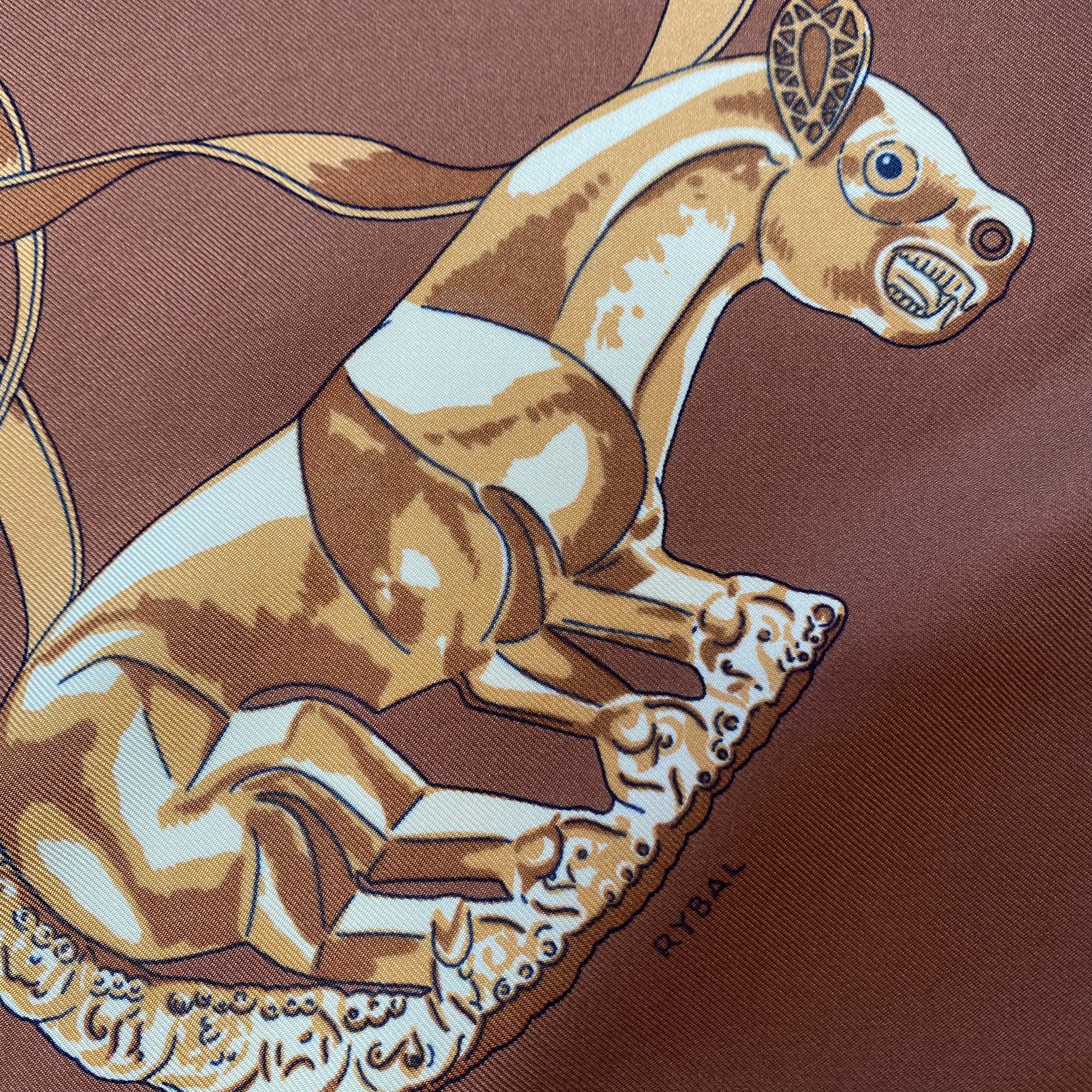 Boxed Hermes Les Cavaliers d’Or Vintage Silk Scarf