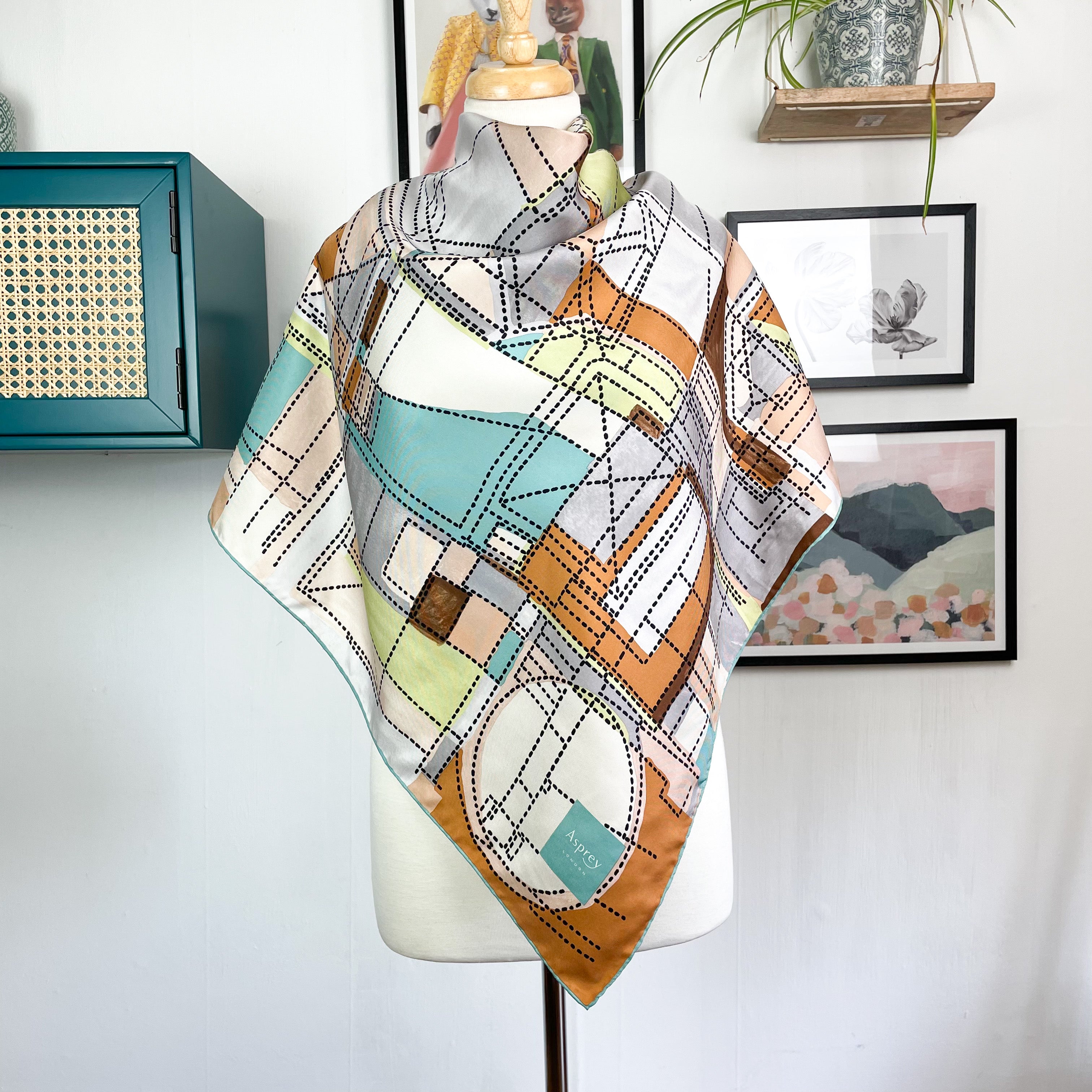 Boxed Asprey Abstract Design Silk Scarf