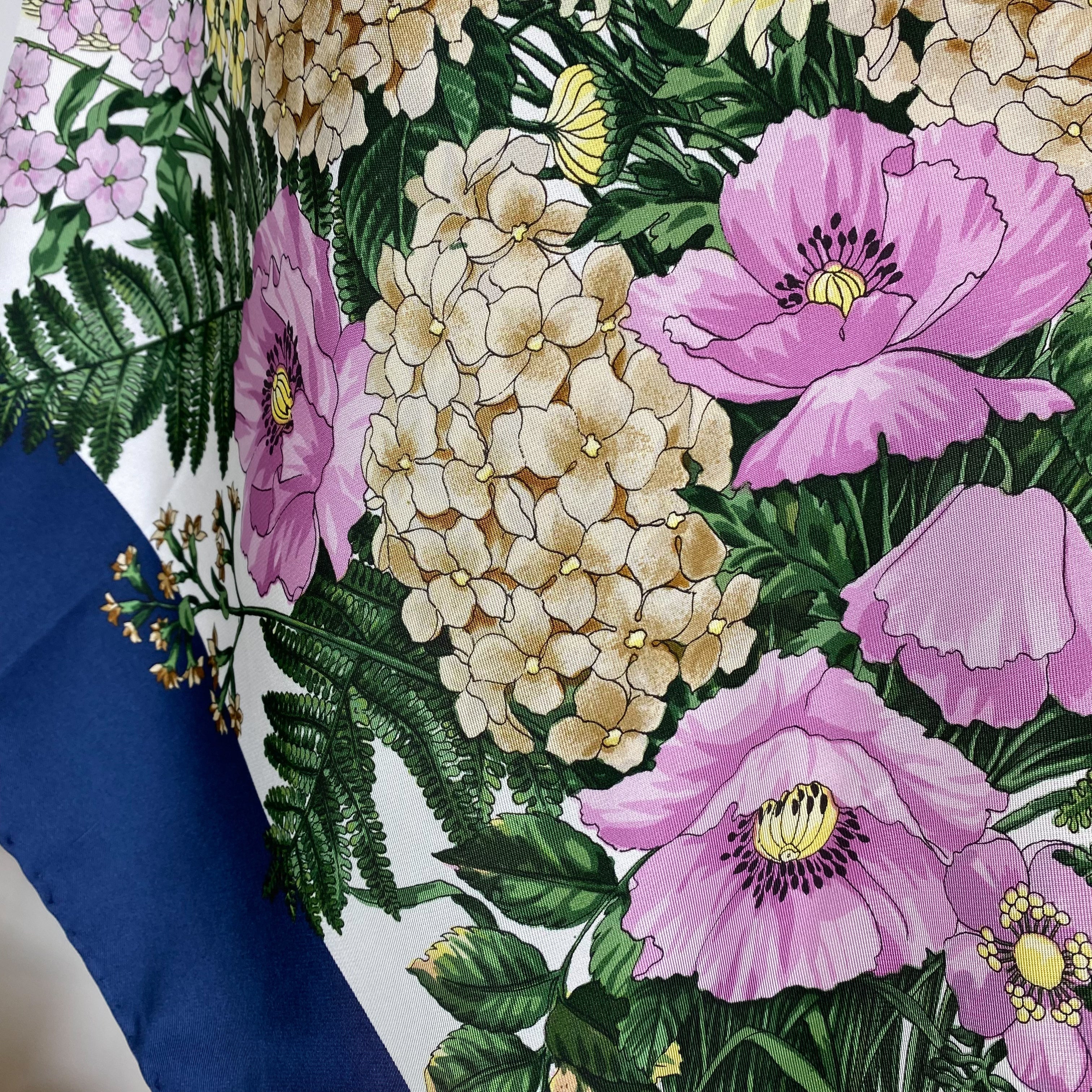 Asprey Floral Italian Designer Silk Scarf