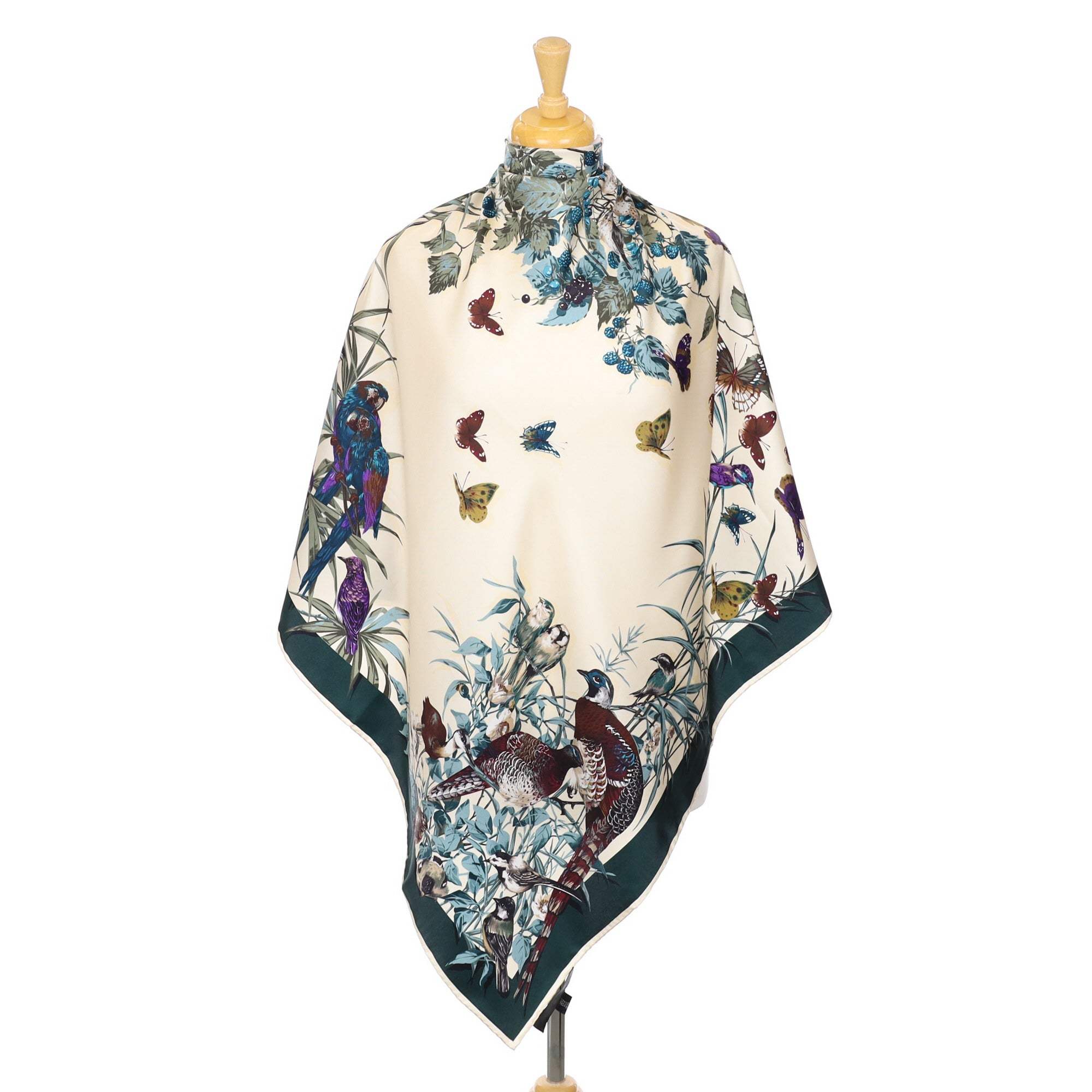 Immaculate Italian Birds and Butterflies Silk Scarf