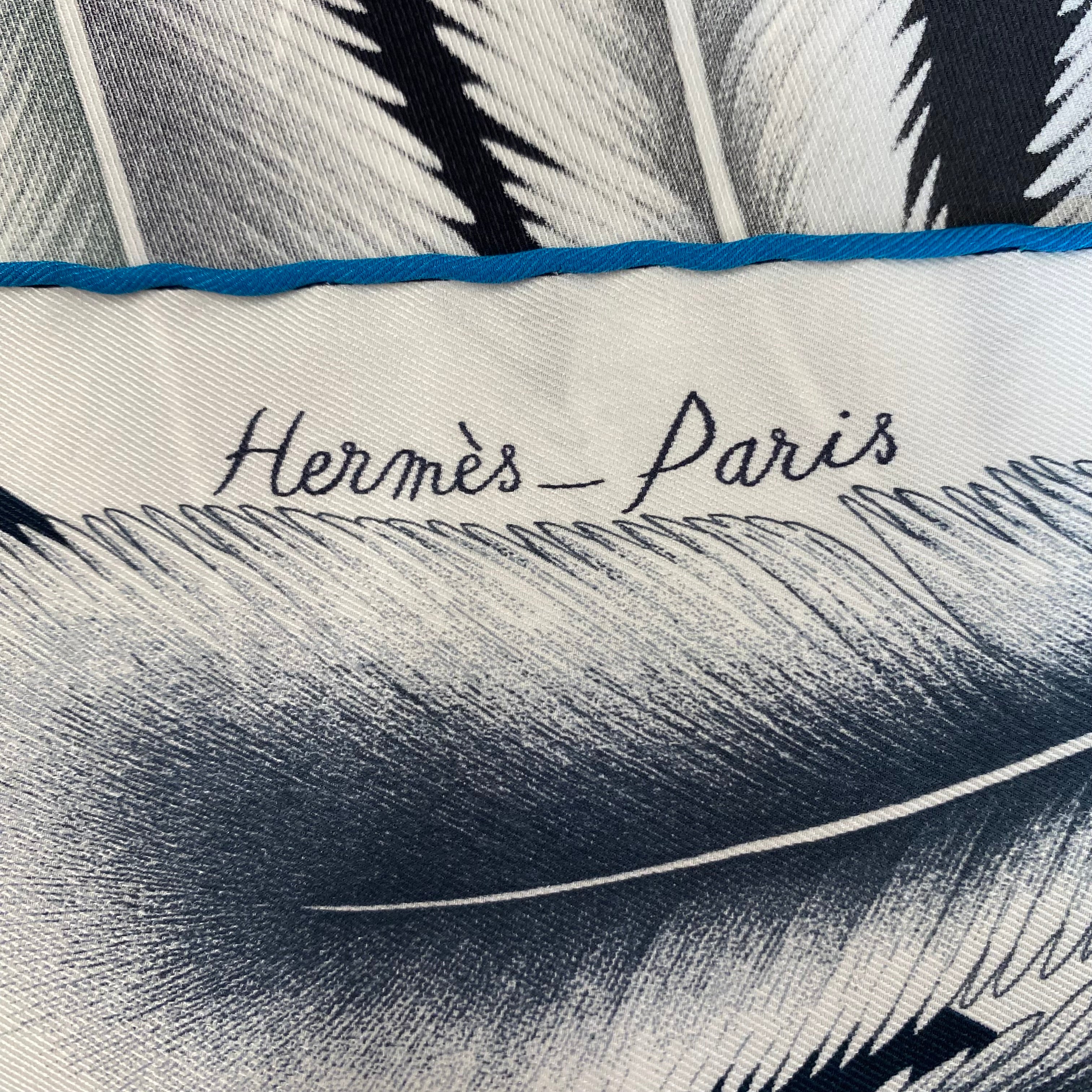 Pristine Hermès À la Plume Vintage 70 Silk Scarf Rare