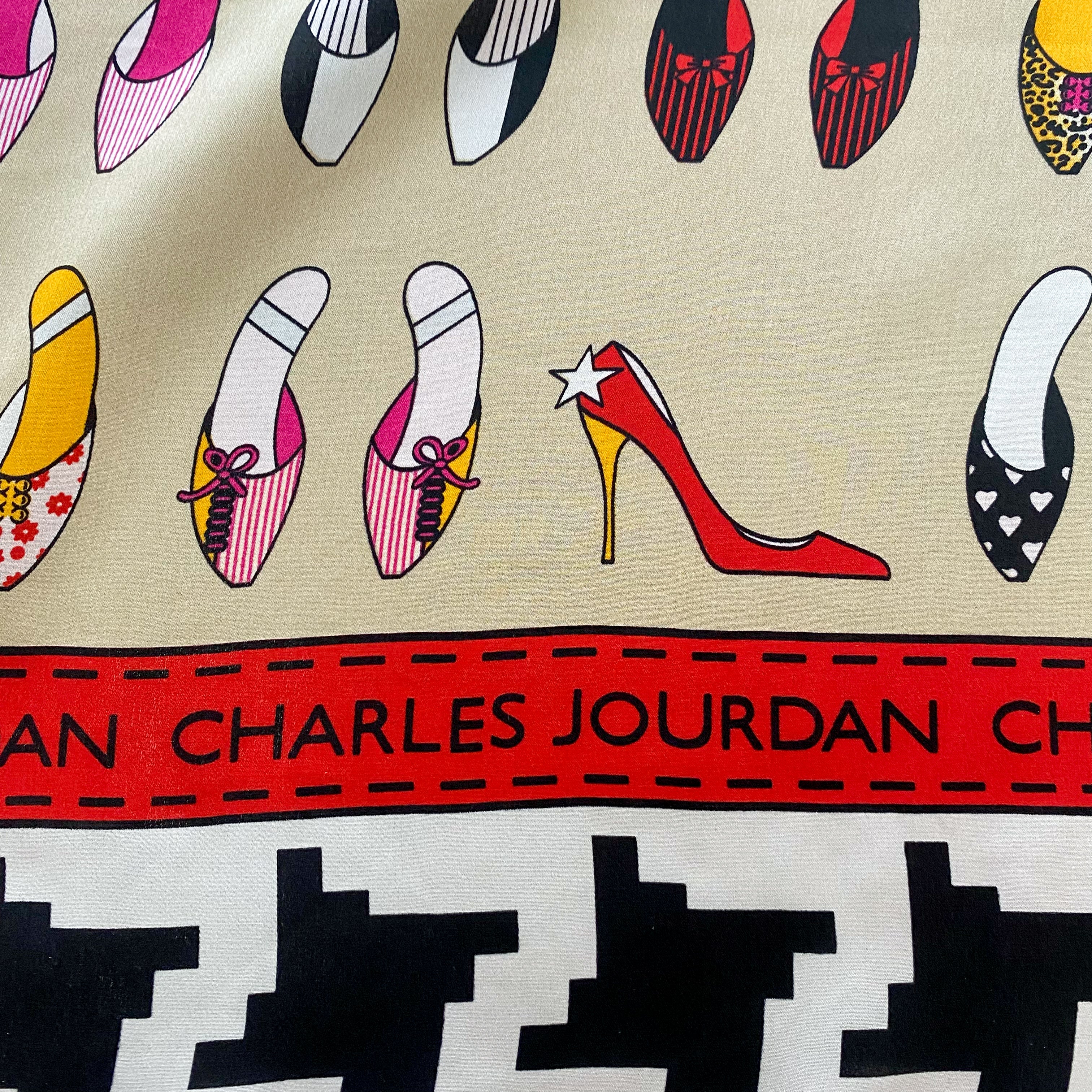 Charles Jourdan Shoe Design Silk Scarf