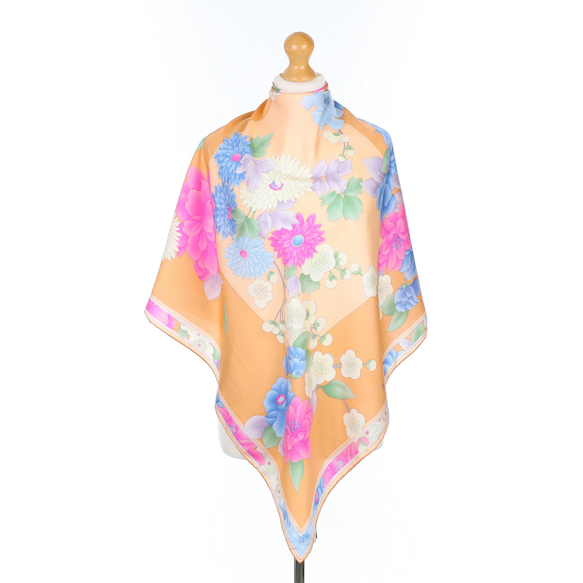 Leonard Orange and Floral Silk Scarf
