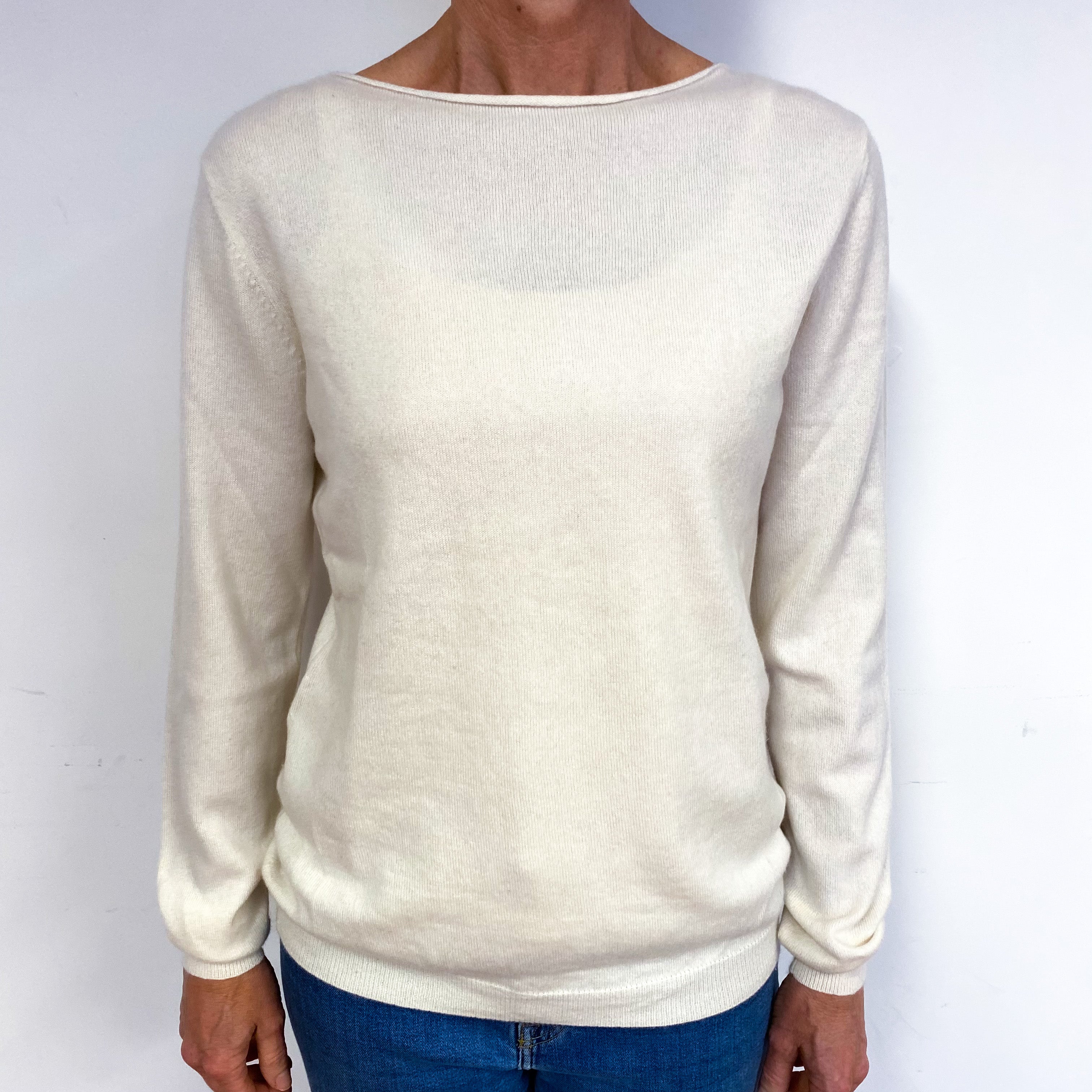 Cream Cashmere Slash Neck Jumper Medium