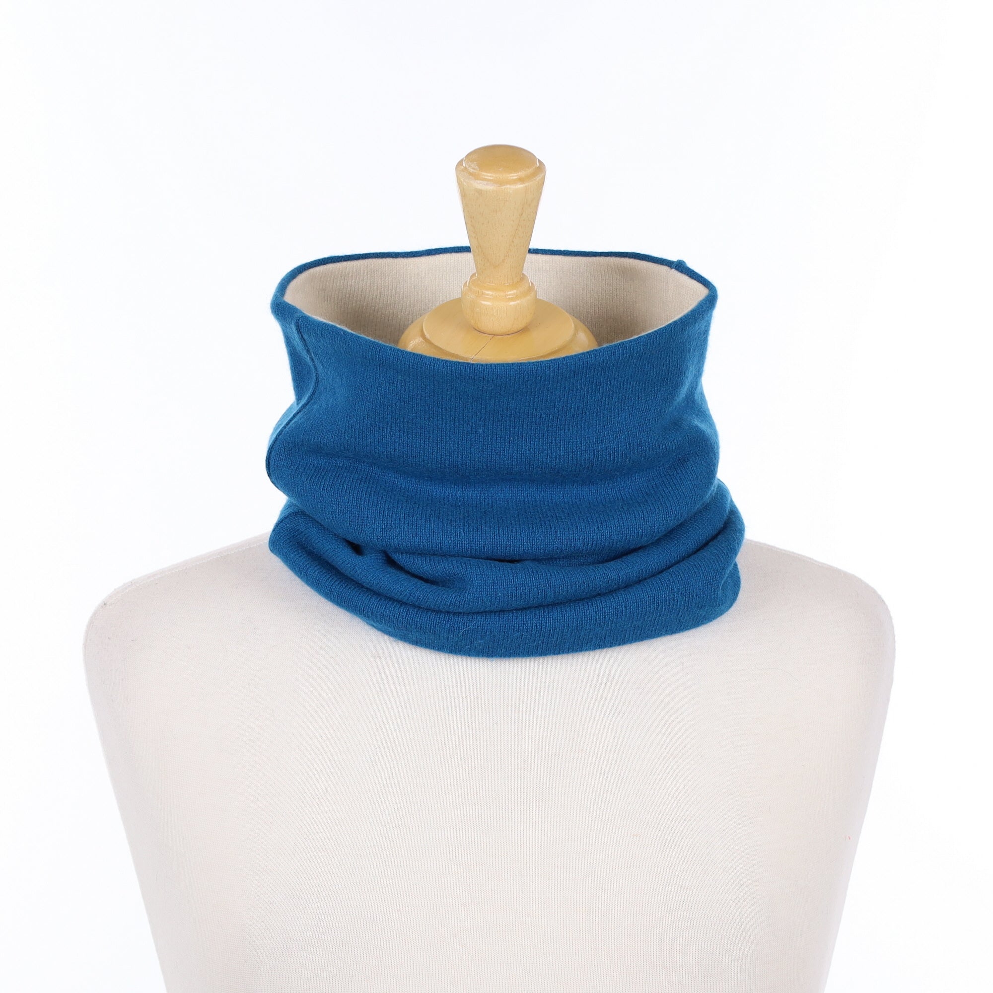 Peacock Blue and Ivory Luxury Double Layered Snood