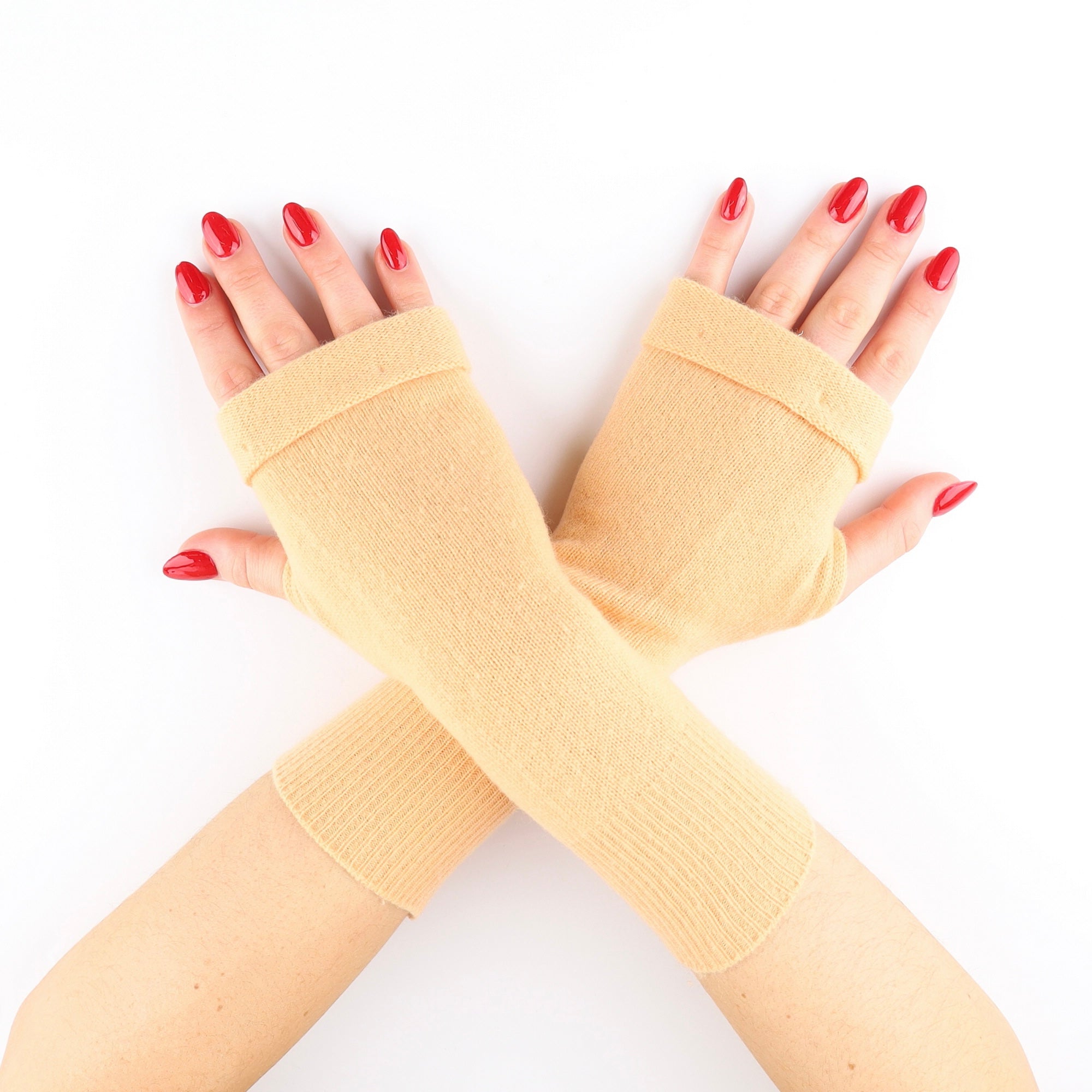 Apricot Orange Fingerless Gloves