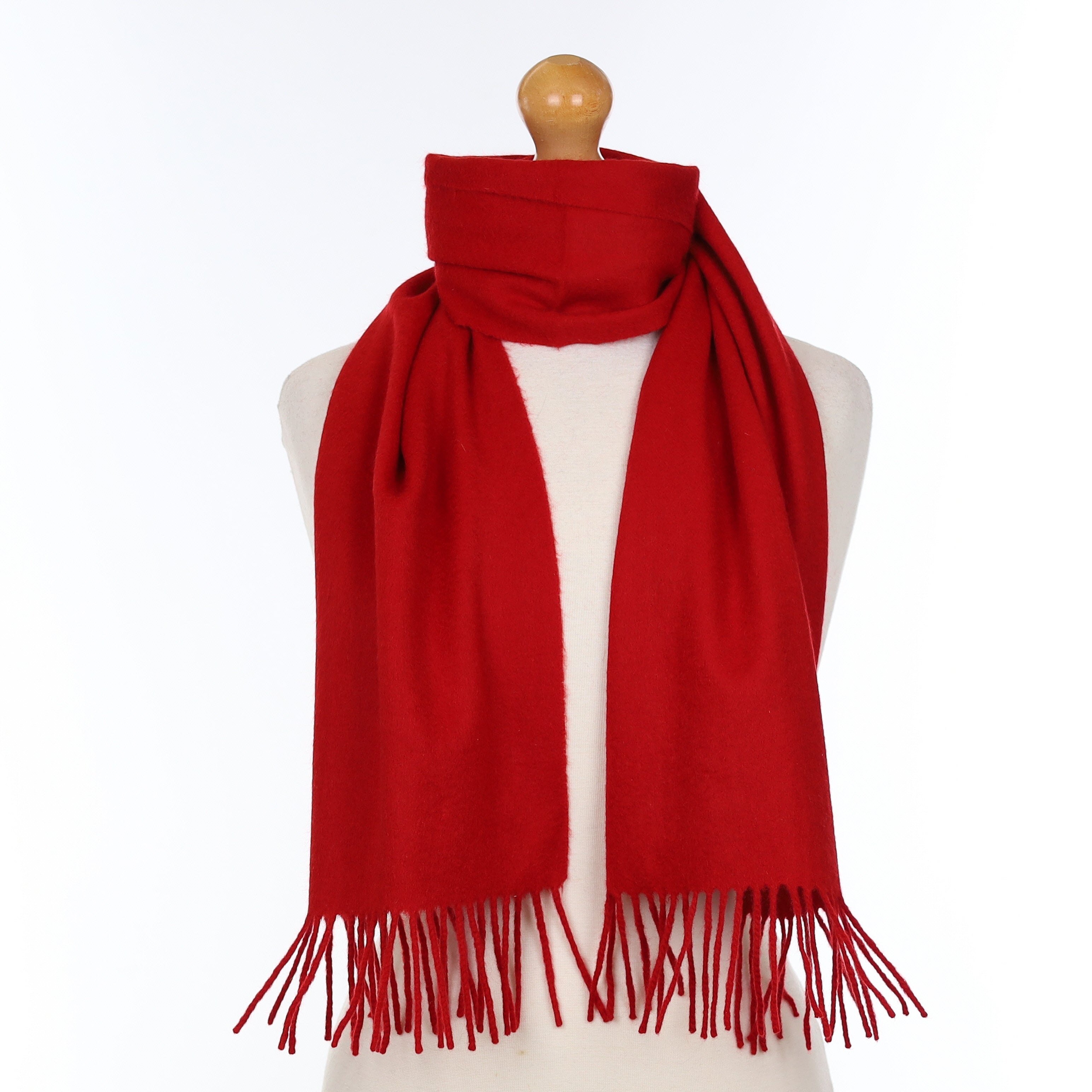 Scarlet Red Cashmere Woven Scarf
