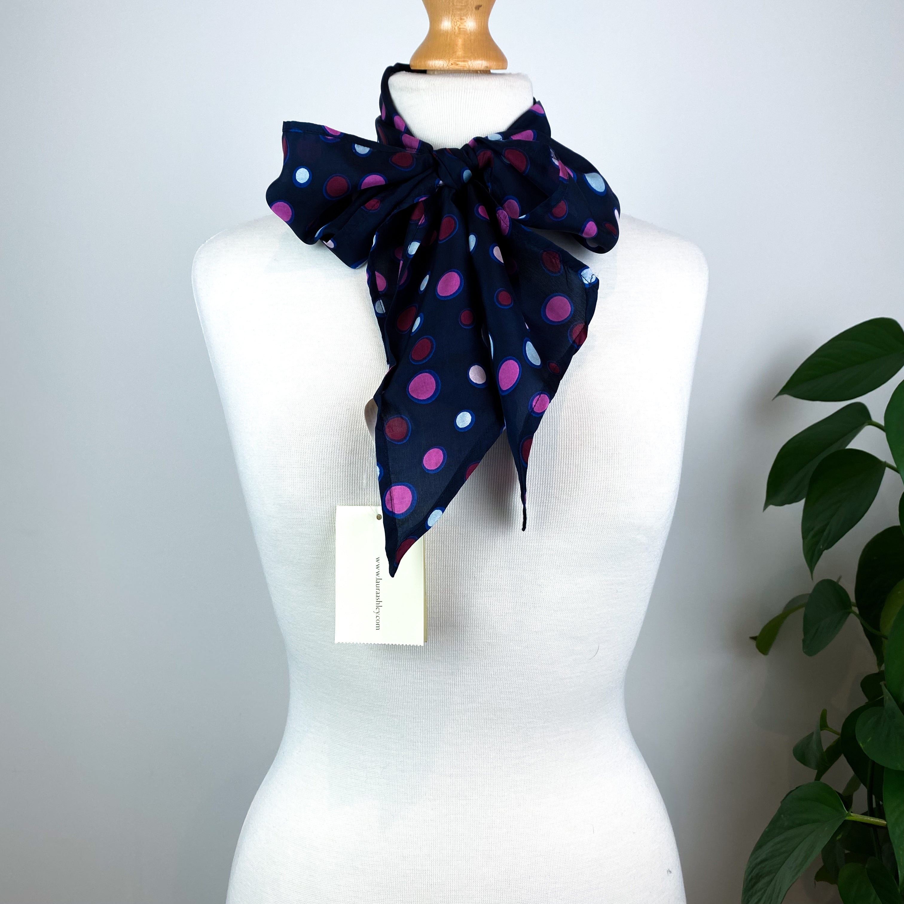 Laura Ashley Pussy Bow Silk Scarf