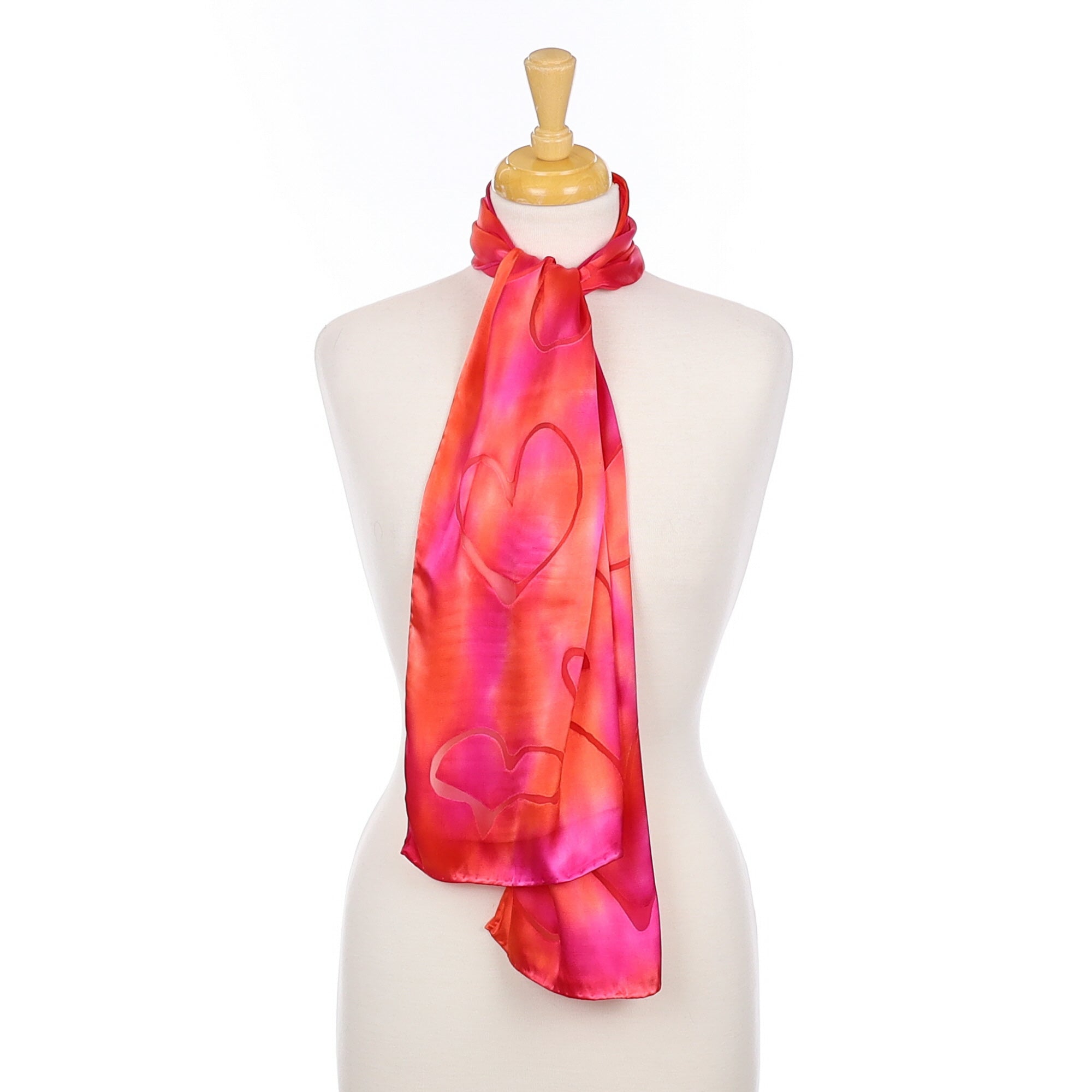 Immaculate Pink and Orange Heart Silk Scarf