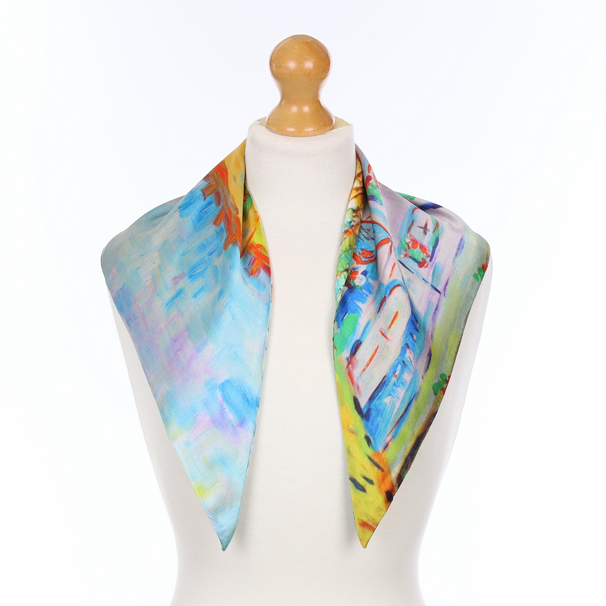 Triangular Painted House Silk Scarf