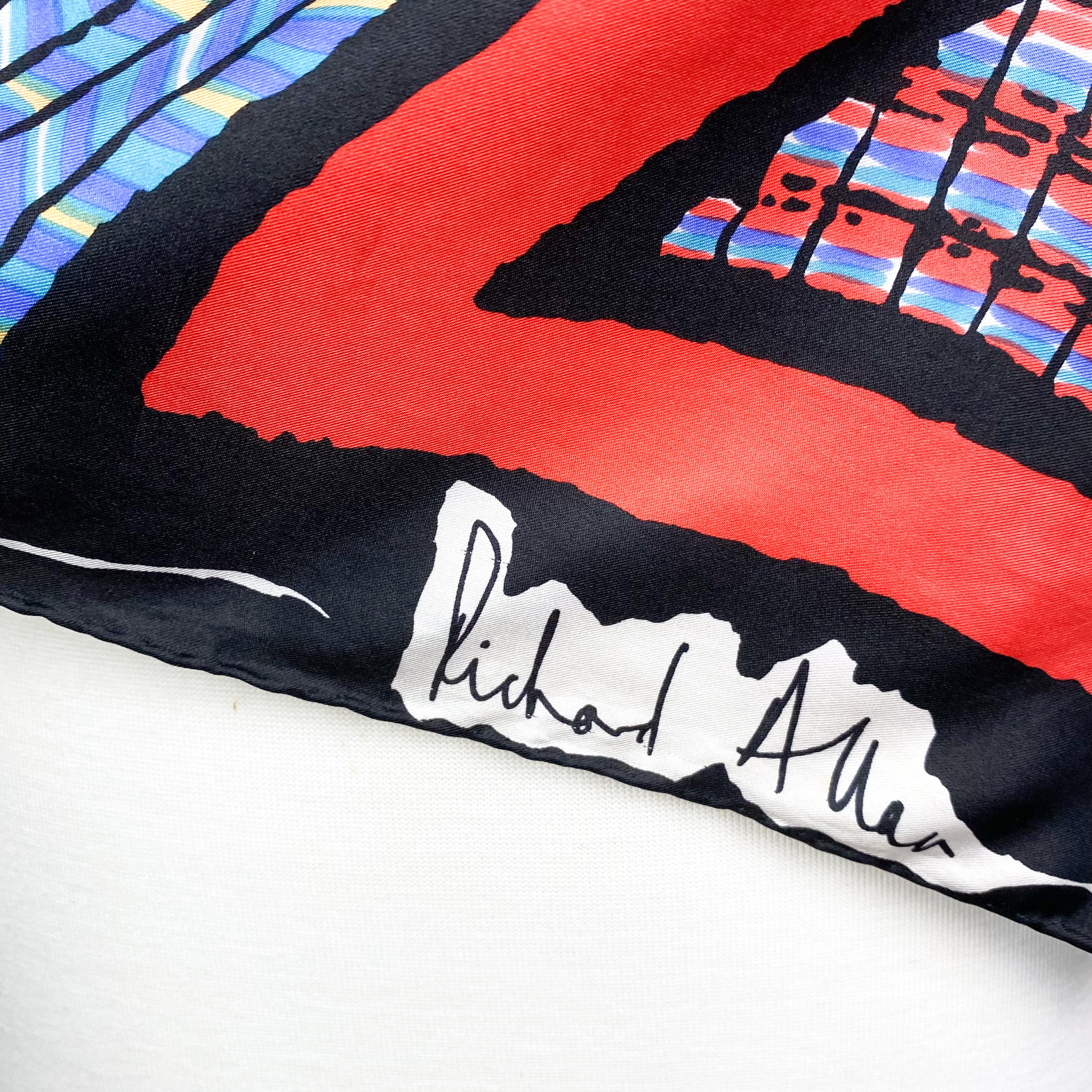 Modern Richard Allan Abstract Vintage Silk Scarf