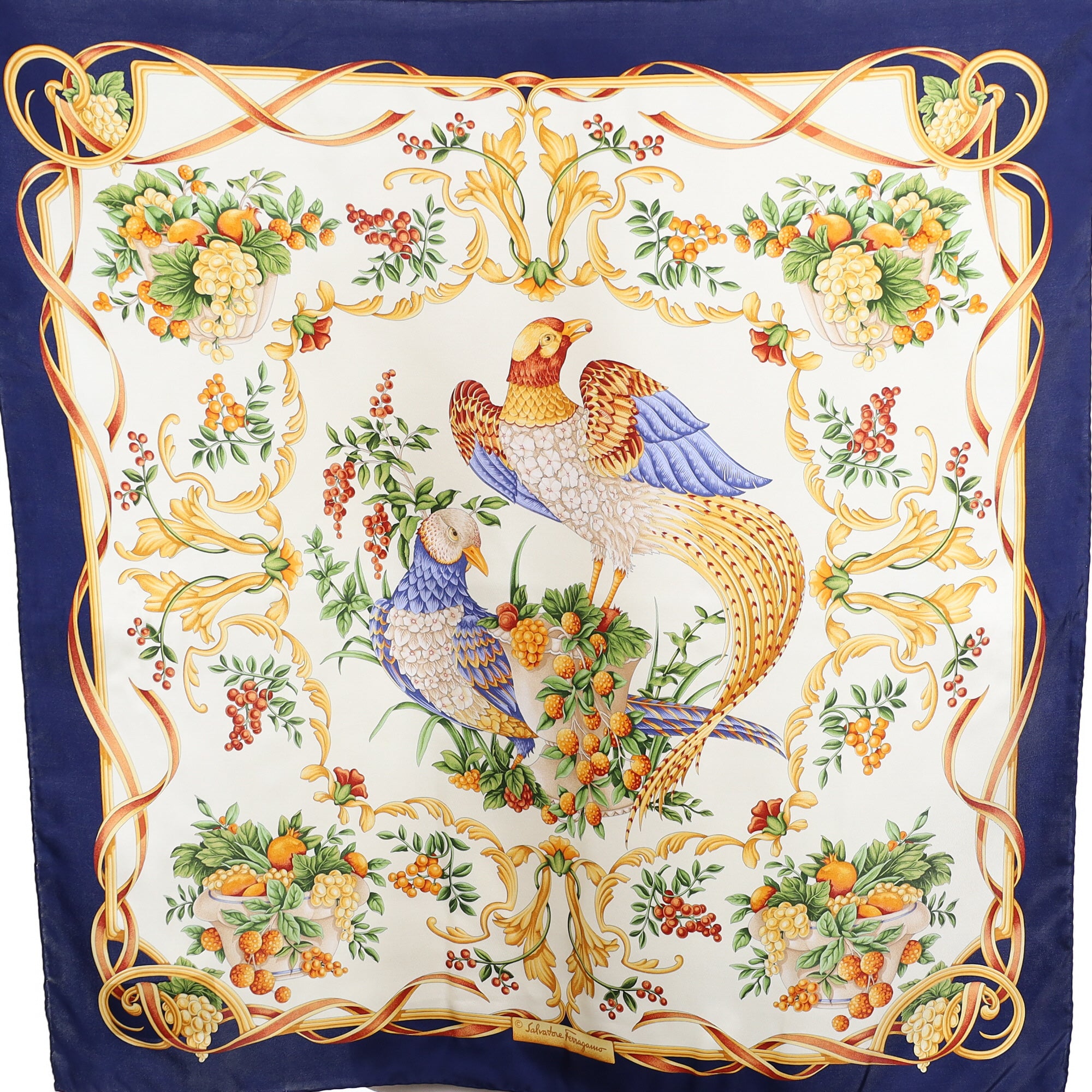 Salvatore Ferragamo Exotic Bird Design Silk Scarf