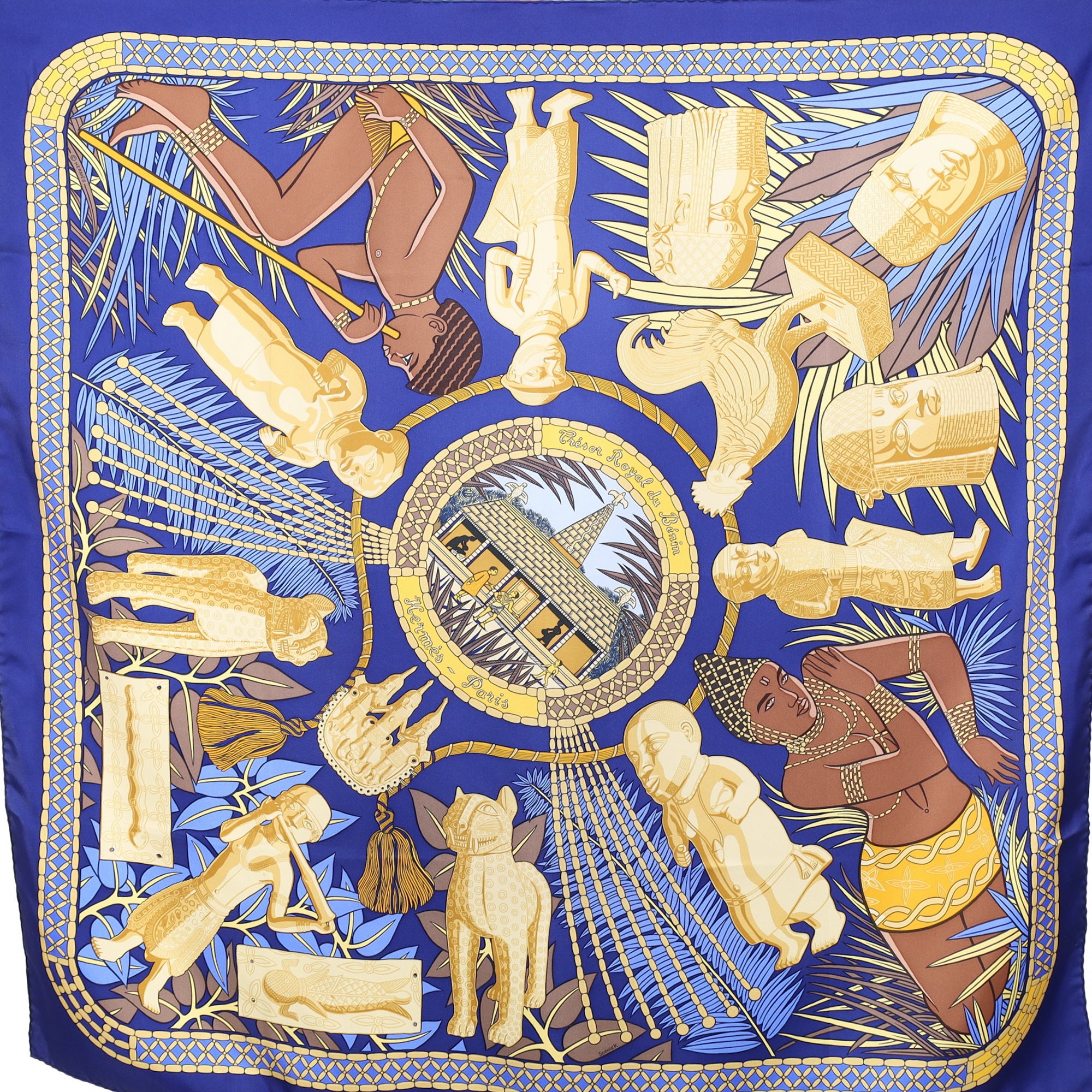 Boxed Hermès Trésor Royal du Bénin Silk Scarf